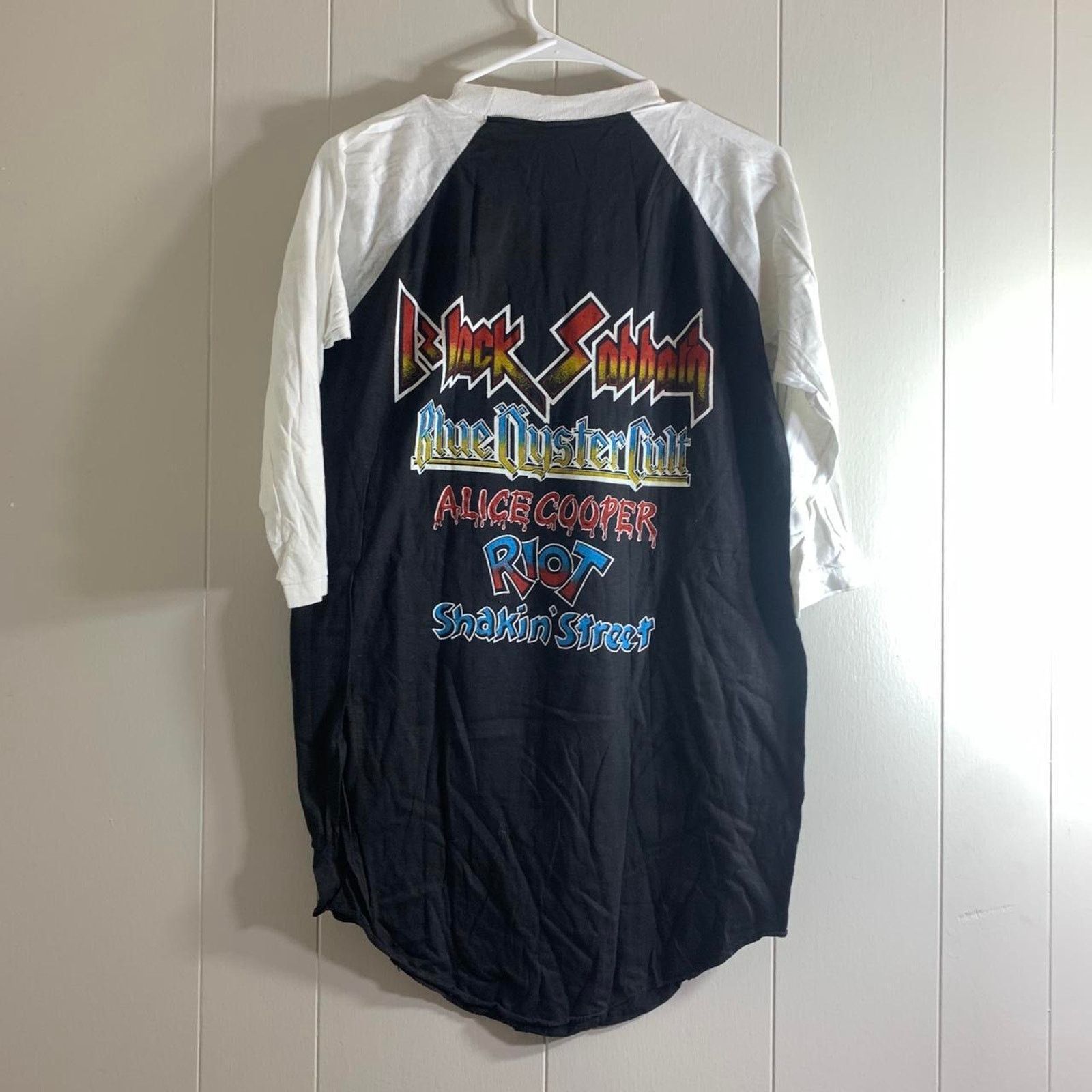 Vintage vintage 1980 ALICE COOPER BLACK SABBATH 3/4 sleeve tee shirt Size US L / EU 52-54 / 3 - 7 Thumbnail