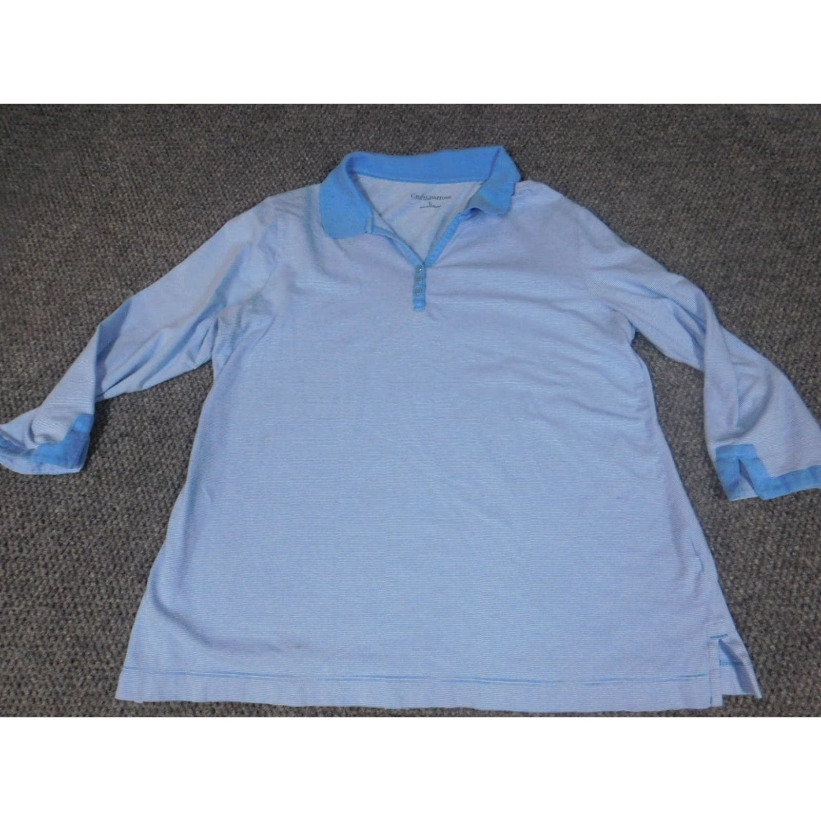 Croft & Barrow Croft & Barrow Blouse Womens Large Blue Striped Crew Neck Long Sleeve Pullover Casual Cotton Rayon Regular Classic Stretch Size L / US 10 / IT 46 - 2 Thumbnail