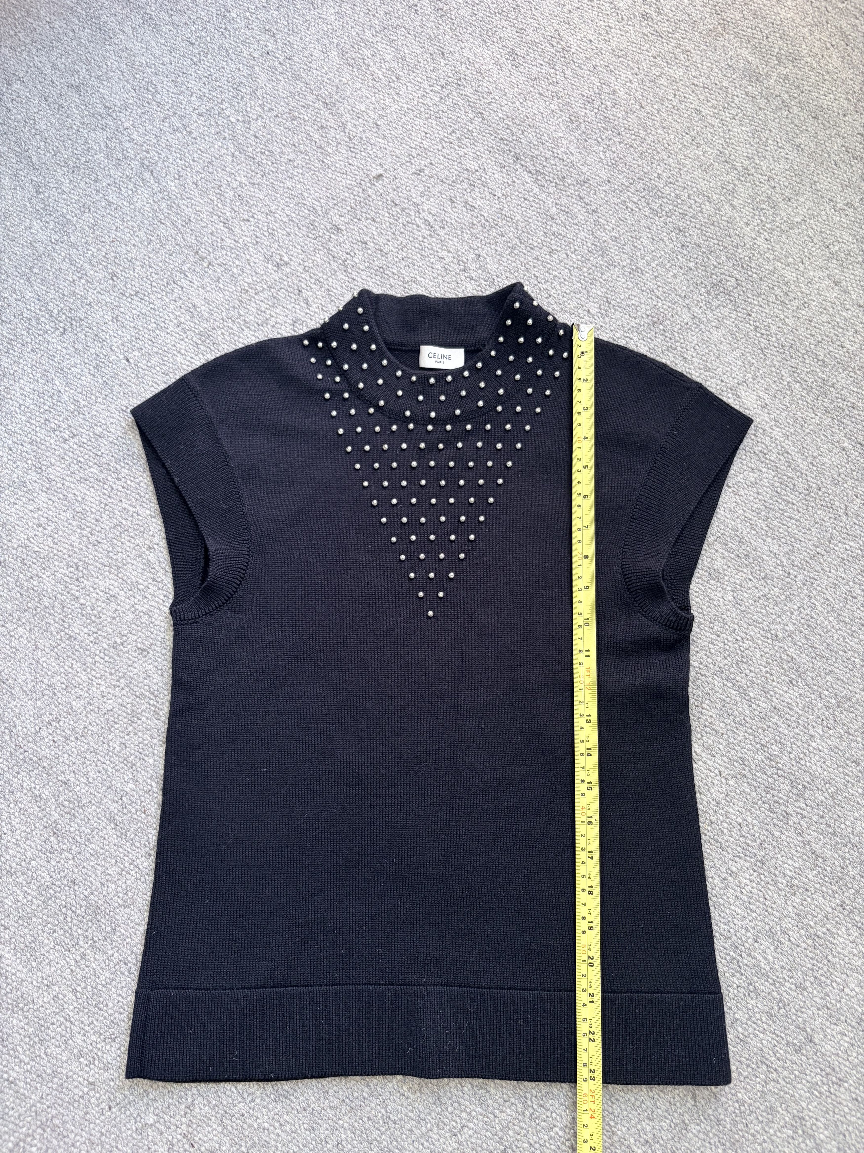Celine Celine Paris Black Studded Knit Top / Size S Size S / US 4 / IT 40 - 3 Thumbnail