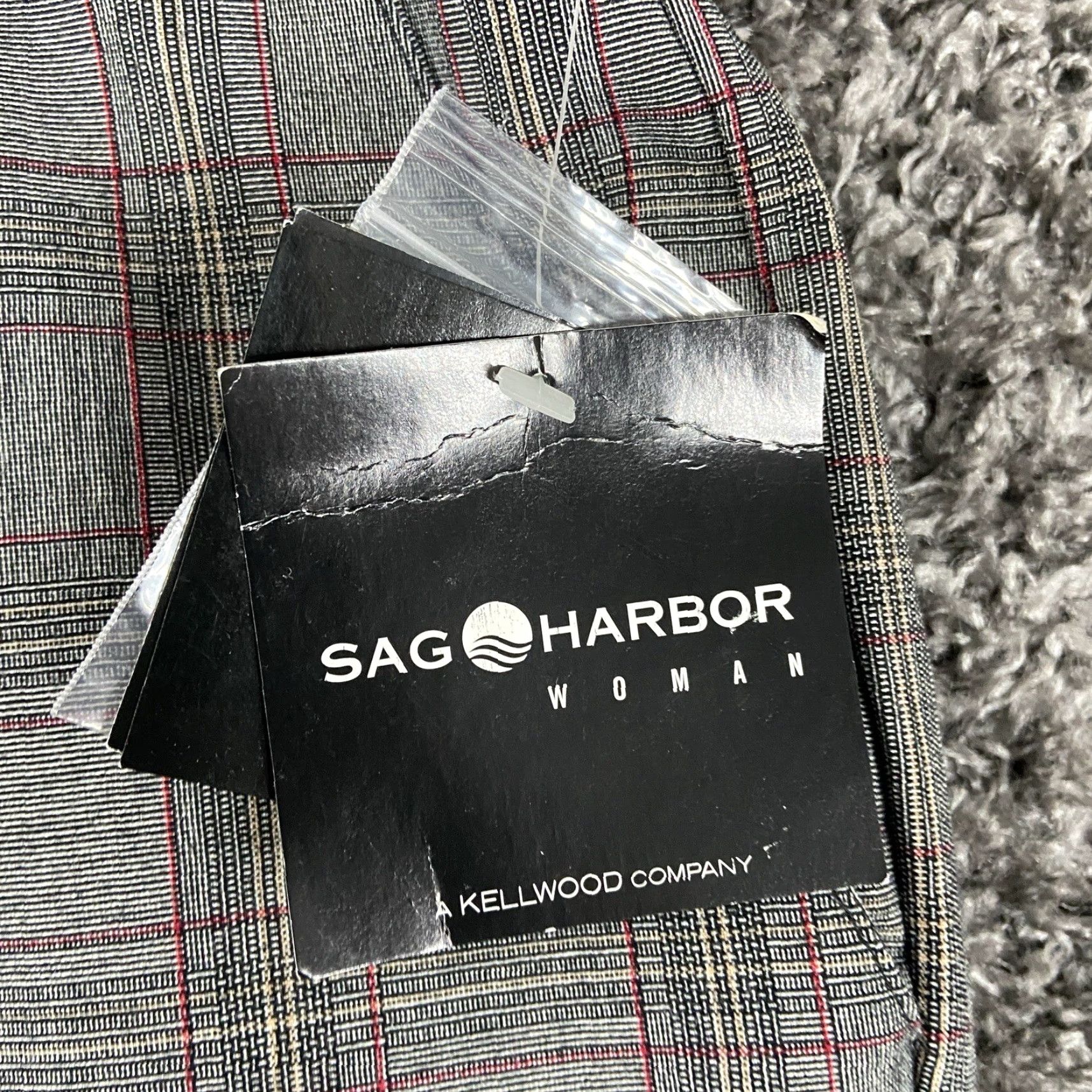 Vintage VINTAGE? No — Actually: Sage Harbor Dress Pants Gray Plaid Women Adult 24 Regular Gray Plaid Dress Pants Women 24 Size 42" / US 20 - 5 Thumbnail