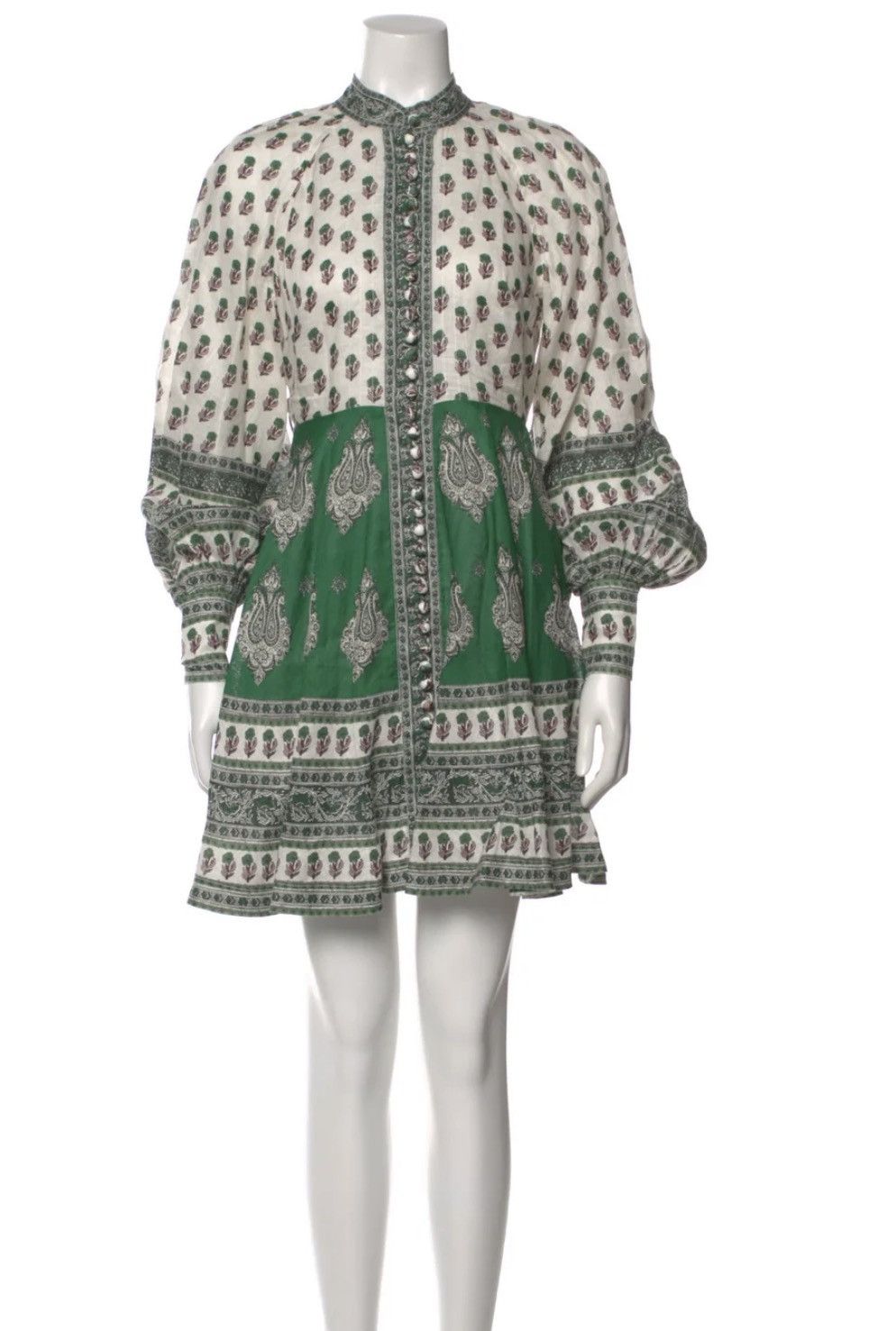 Zimmermann Zimmerman green and white paisley mini dress Size XS / US 0-2 / IT 36-38 - 1 Thumbnail