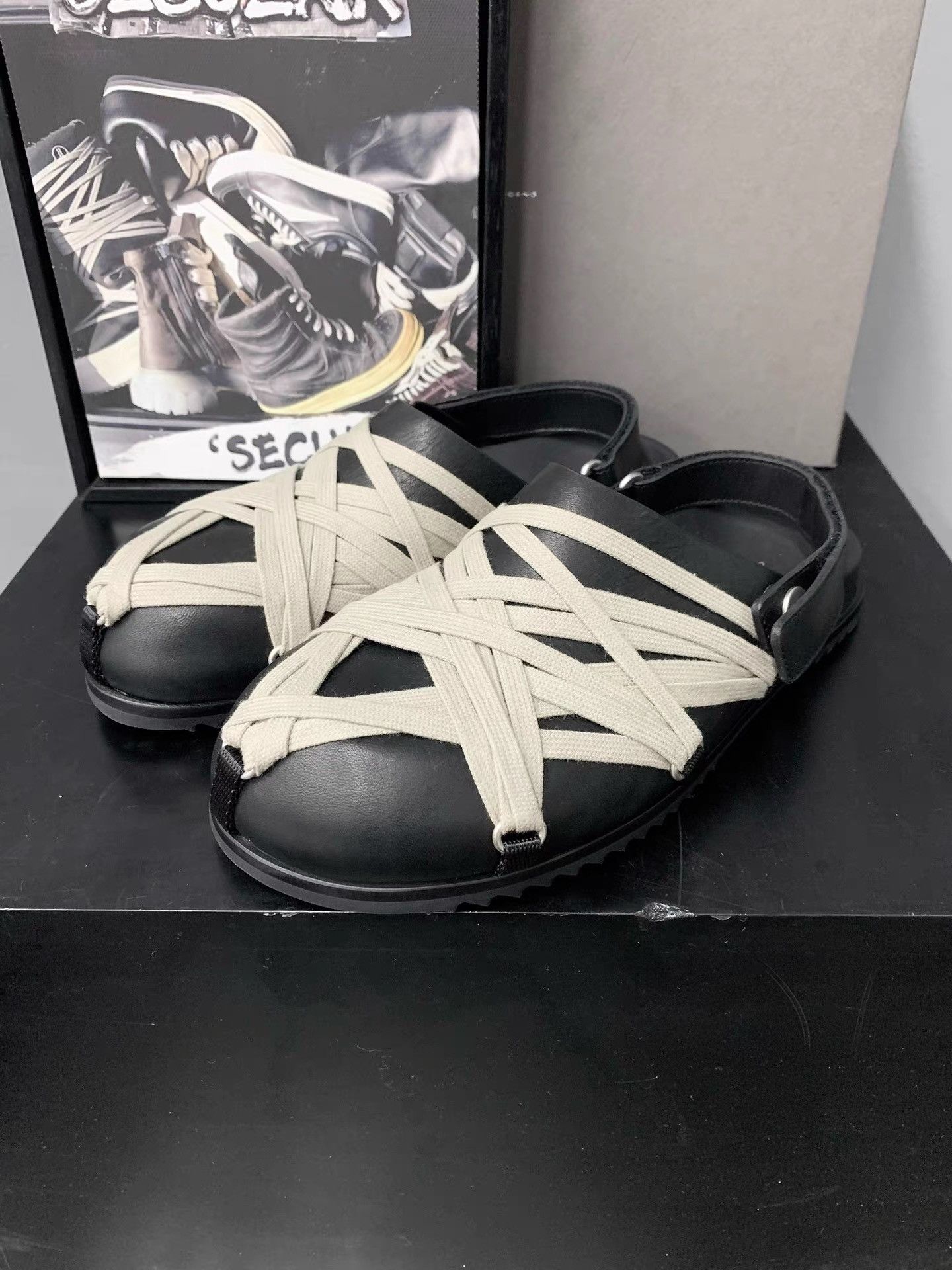 Rick Owens Rick Owens 25SS Mega-Laced Birkenstock Slides K34 Size US 6 / IT 36 - 1 Thumbnail