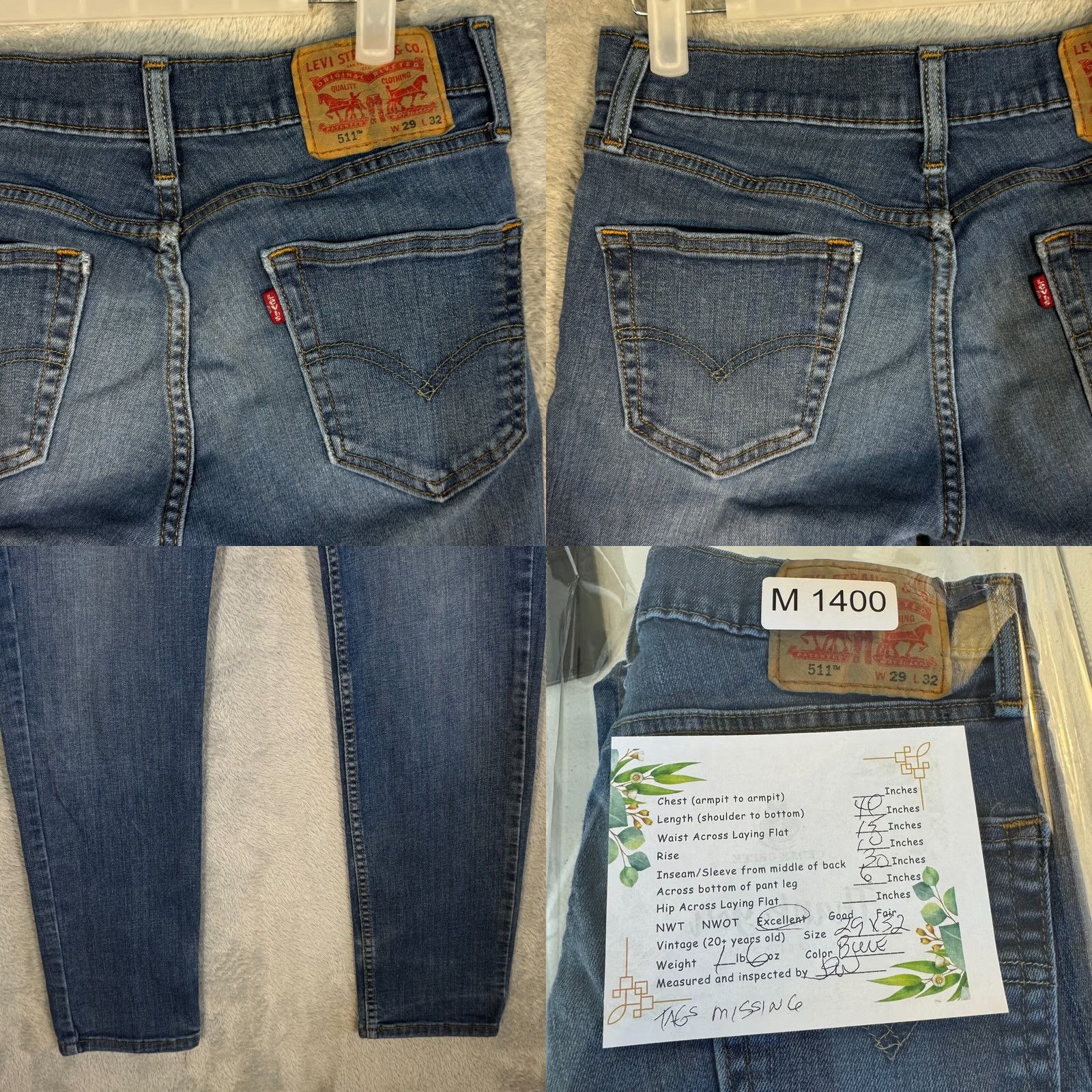 Levi's VINTAGE? Levi’s 511 Straight Leg Jeans 29x32 Blue Medium Wash Mens Regular 29 Blue Denim Stretch Slim Modern 511 Jeans Mens Jeans Cargo? Size US 29 - 8 Thumbnail
