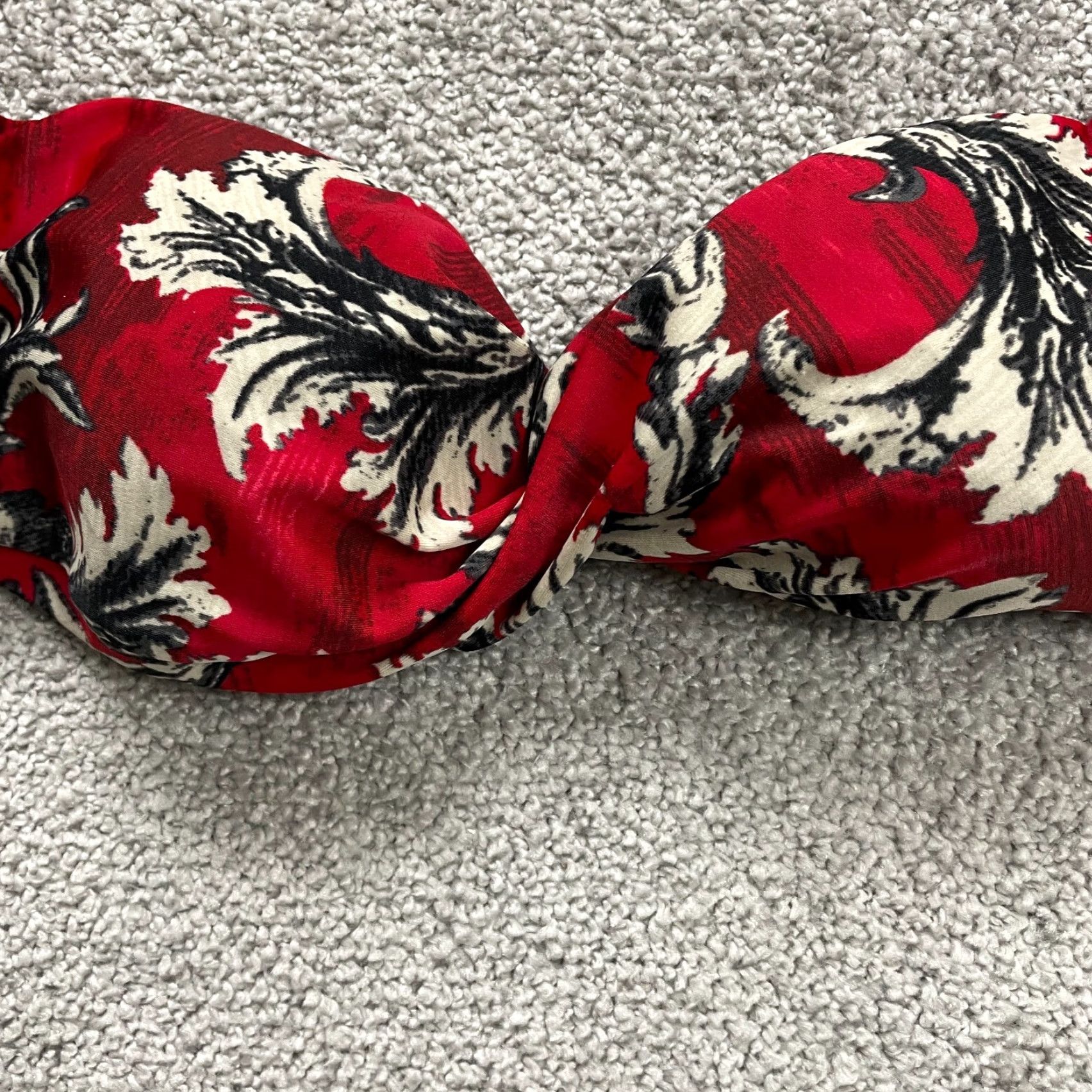 Vintage Sunsets Women's Bikini Top Strapless Padded Red Floral Bandeau Swimsuit Small Beach Activewear Size S / US 4 / IT 40 - 4 Thumbnail