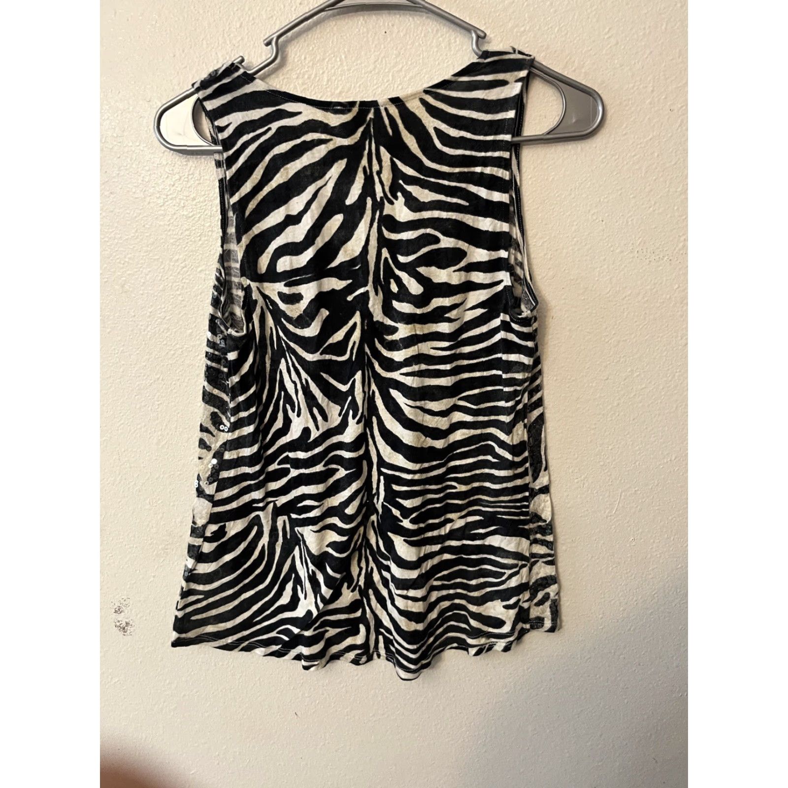Express Express Cotton Blend Tank Top Sequin Zebra Stripe Sleeveless Casual Chic Size S Ladies Tank Top Multicolor Zebra Print Express Women Tank Short Title Size S / US 4 / IT 40 - 2 Thumbnail