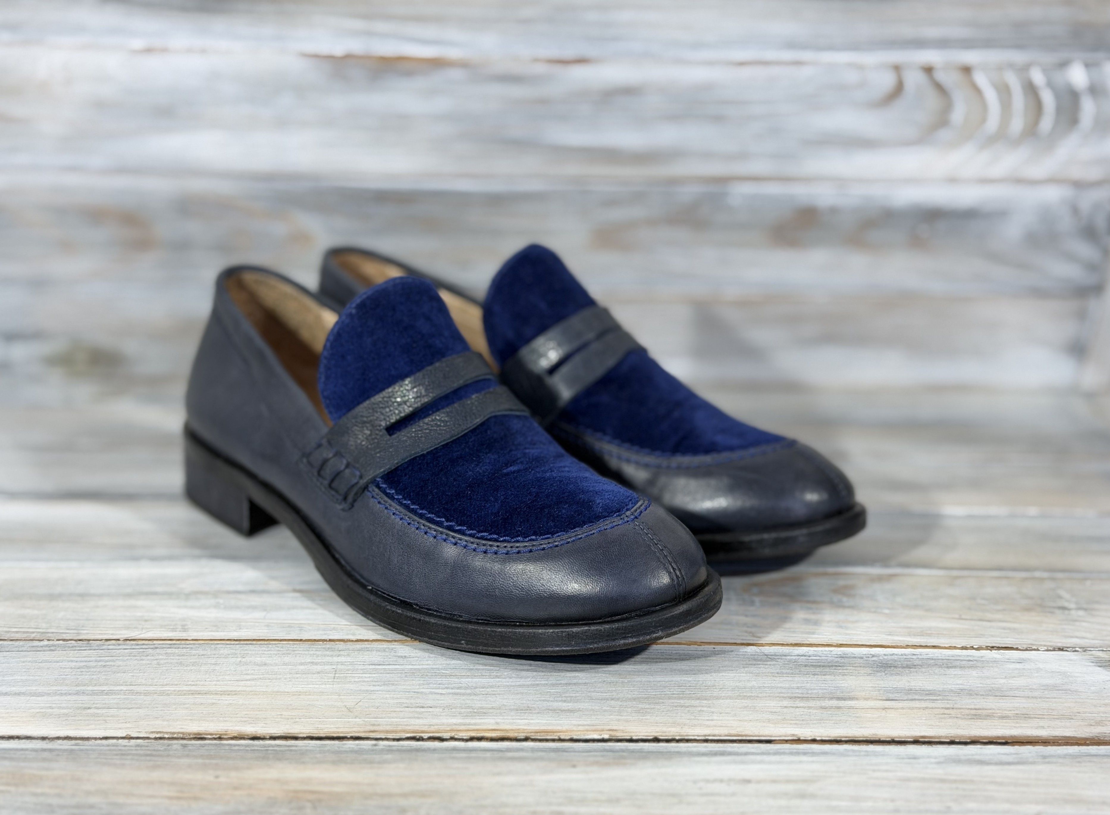 Other LUIS TRENKER Loafers Shoes Navy Made In Italy Luxury Brand Size US 8 / IT 38 - 2 Thumbnail