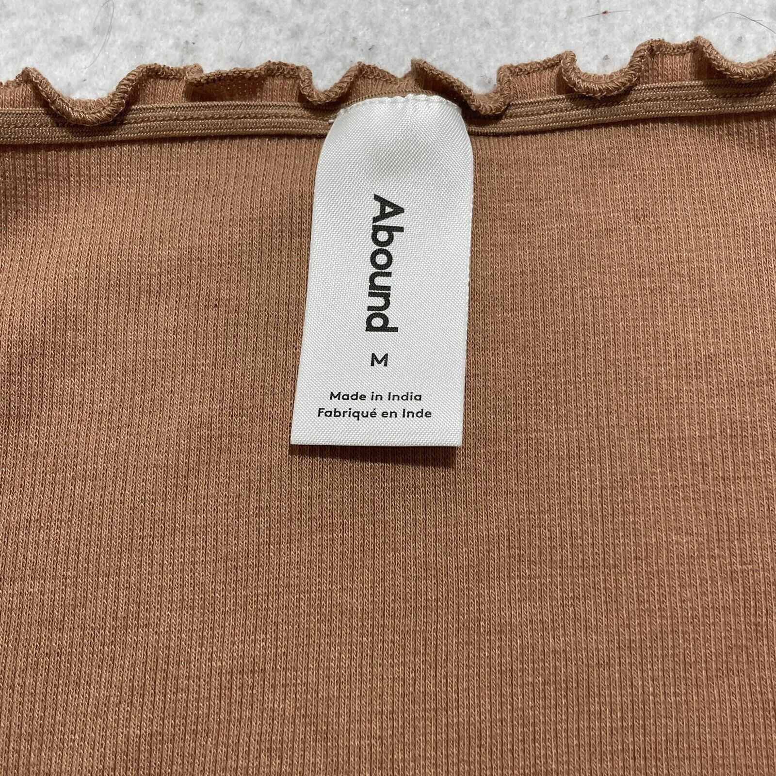 Nordstrom Abound Lettuce Edge Mini Dress Tan Ruched Organic Cotton Size M / US 6-8 / IT 42-44 - 8 Thumbnail