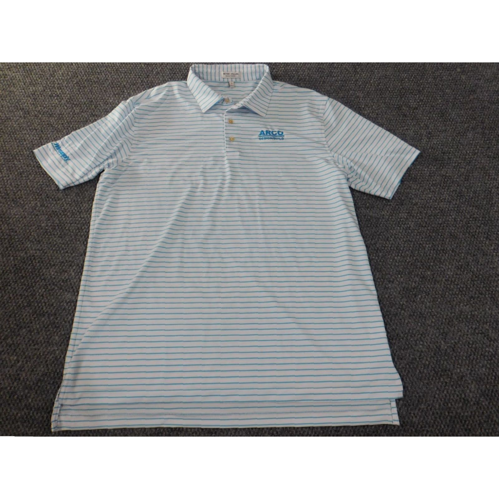Peter Millar peter millar polo blue striped golf performance stretch short sleeve large summer comfort men Size US L / EU 52-54 / 3 - 4 Thumbnail