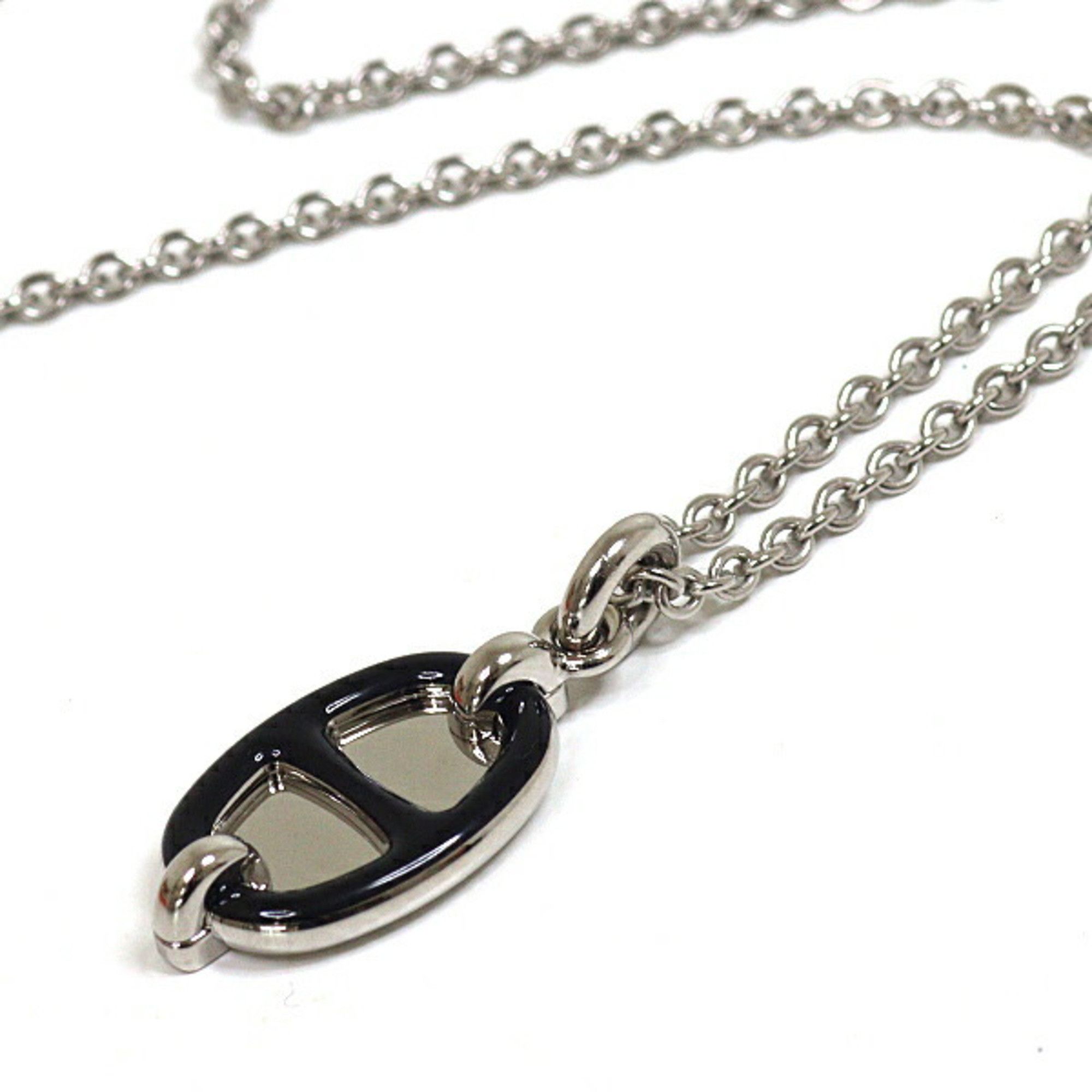 Hermes Hermes Pendant Mini Maillon PM Black Silver Necklace Unused Size ONE SIZE - 1 Thumbnail