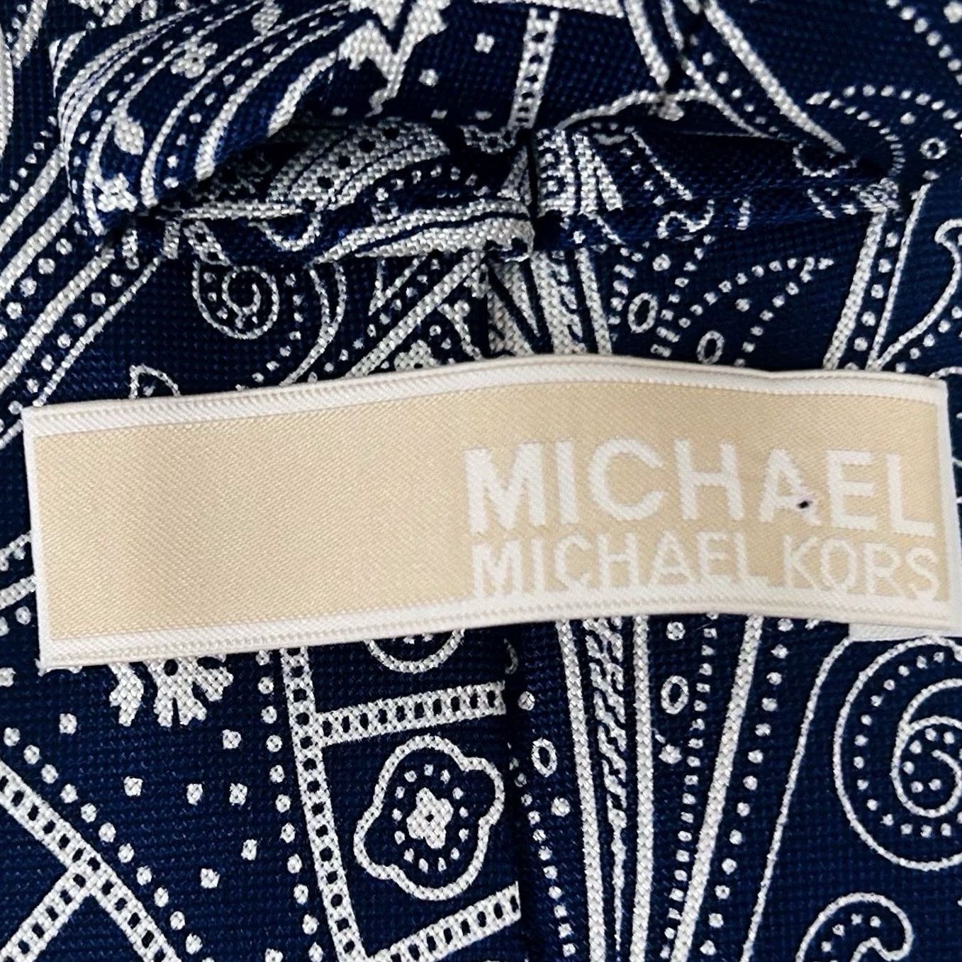 Michael Kors Michael Kors Necktie Tie Paisley Blue White 3 x 59 100% Silk Formal Dressy Men One Size Classic Length Blues Mens Size ONE SIZE - 3 Thumbnail