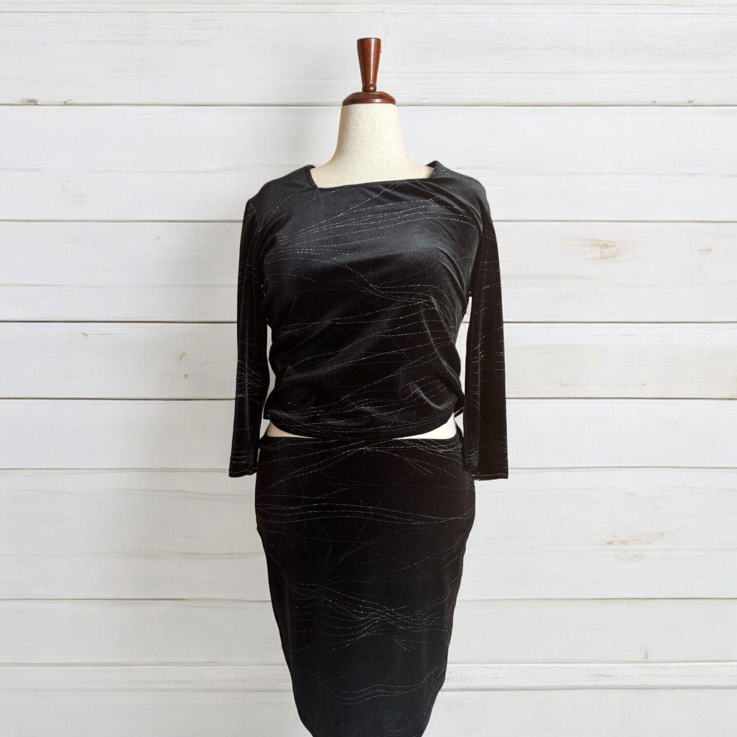 Vintage 90's Two Piece Velvet Matching Skirt Set Plus