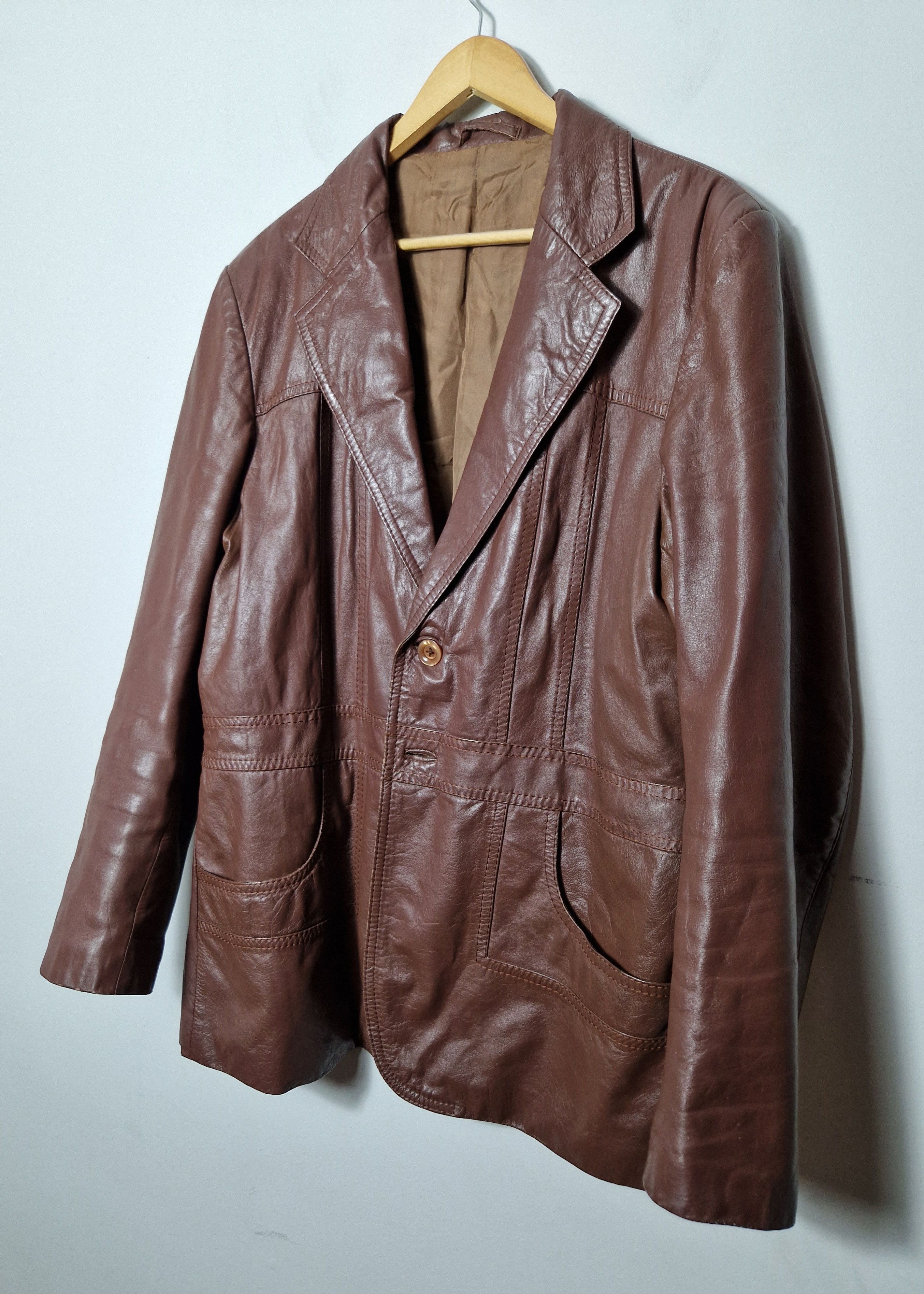 Vintage vintage leather blazer Size US XL / EU 56 / 4 - 3 Thumbnail