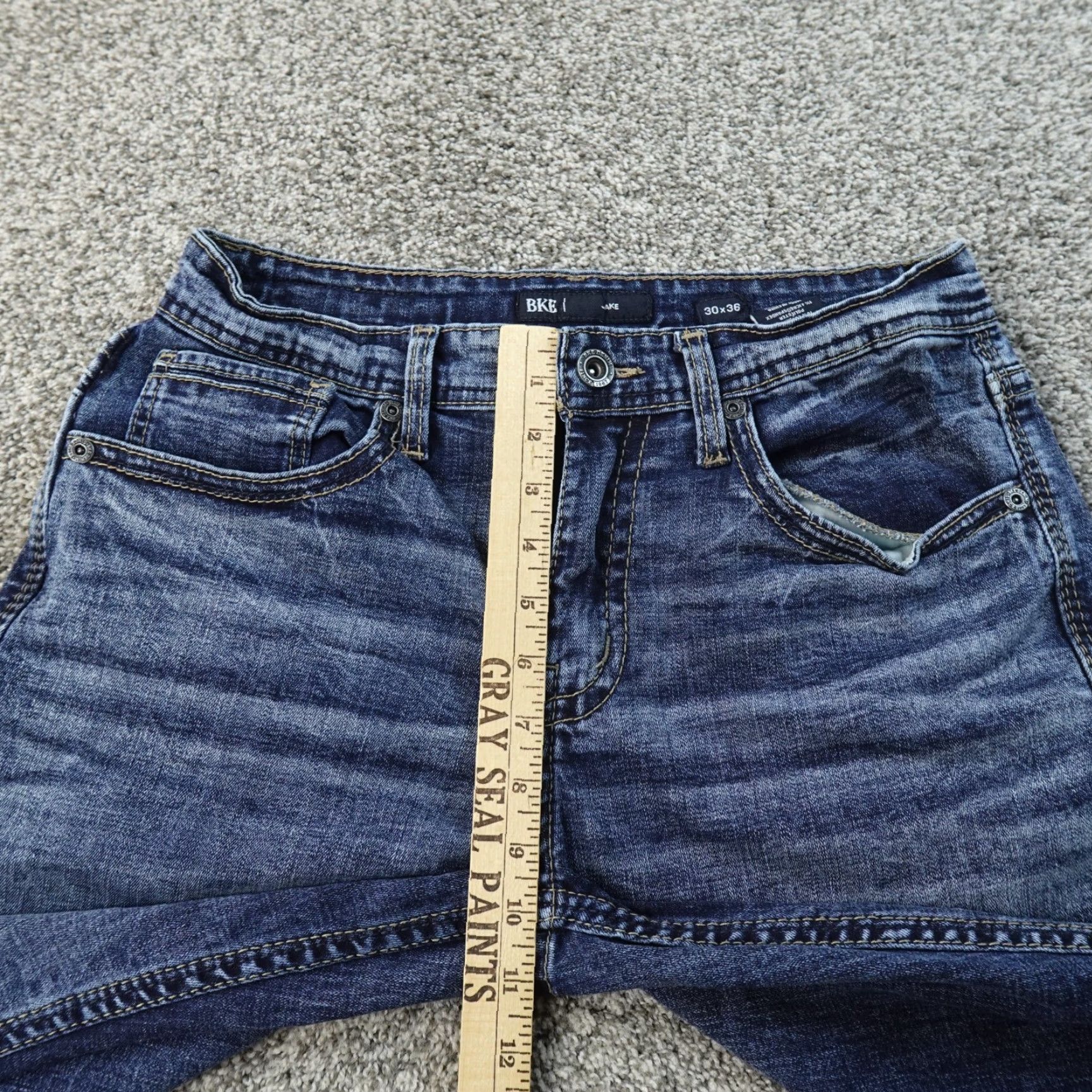 Vintage Buck le BKE Jeans Mens 30X33 Dark Blue Denim Jake Straight Leg Stretch Whiskered Jeans Size US 30 / EU 46 - 4 Thumbnail