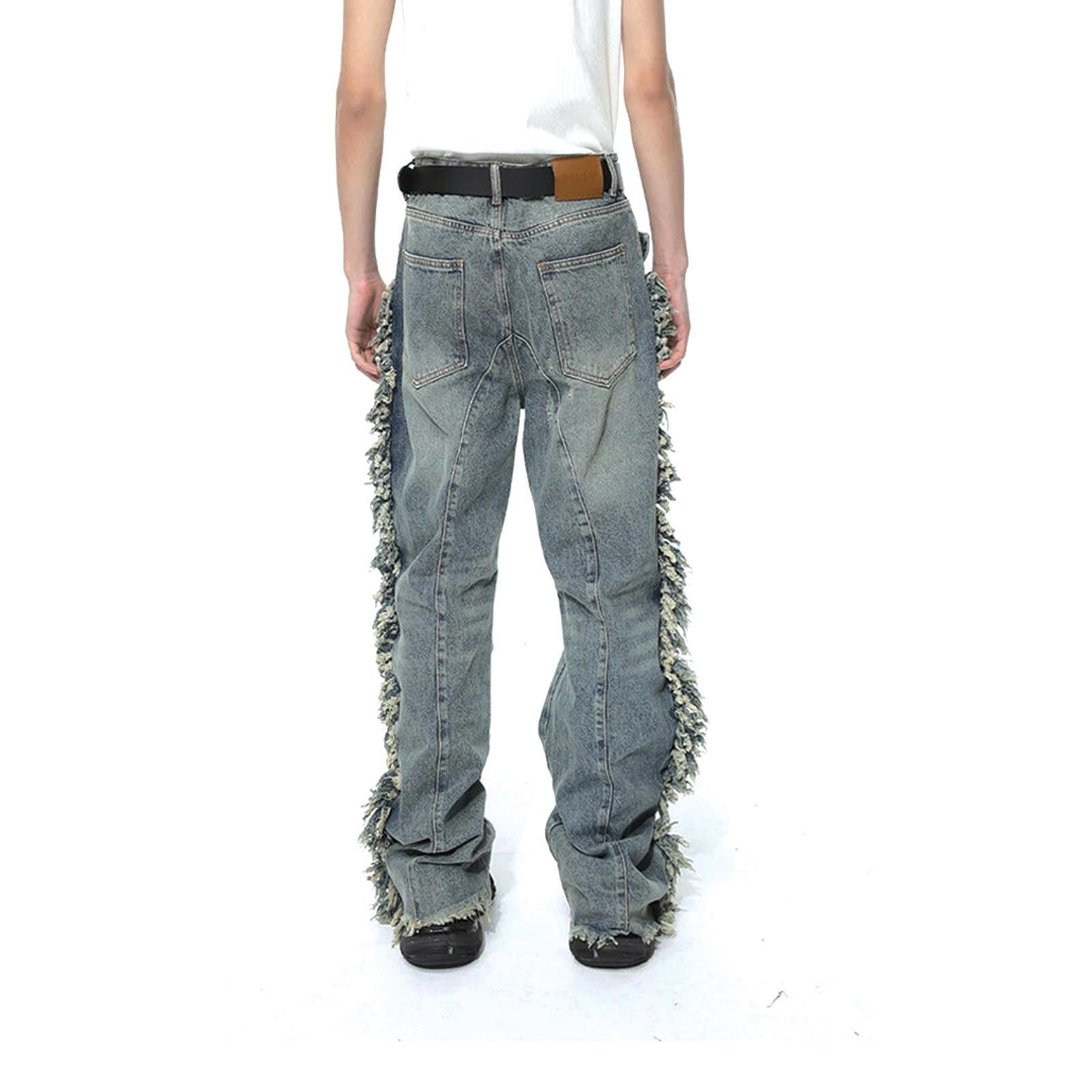Vintage Distressed Flared Tassel Jeans Size US 33 - 7 Thumbnail