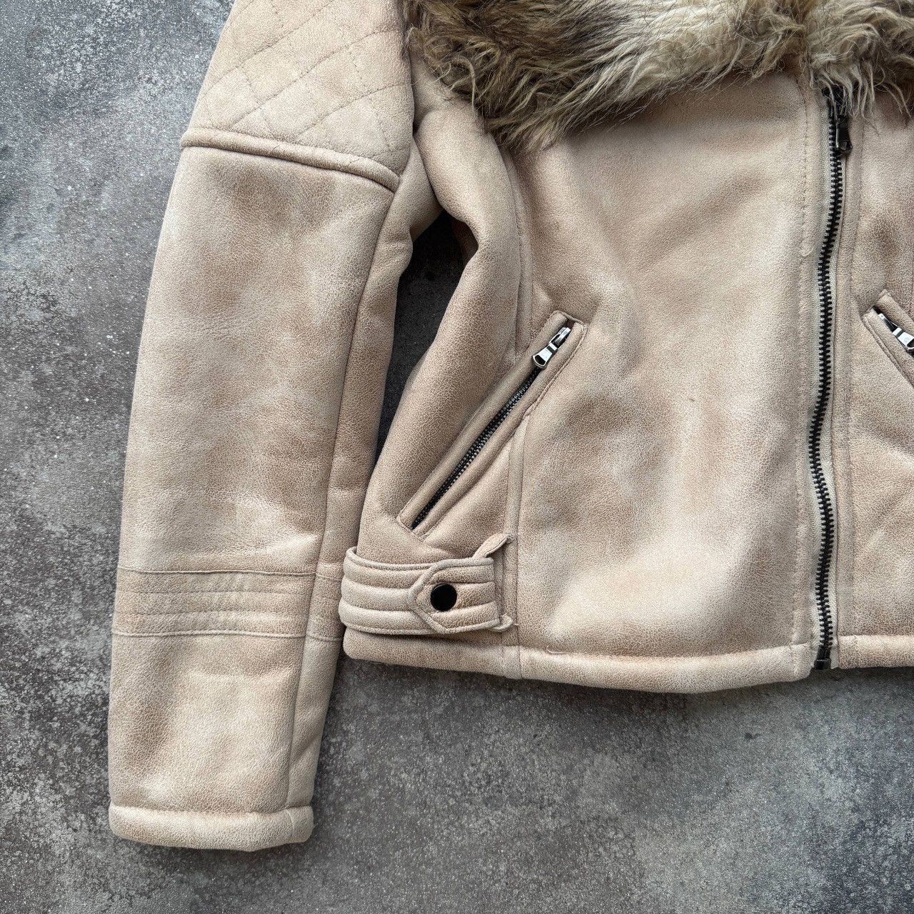 Japanese Brand Amazing Faux Fur Shearling Aviator Biker Jacket Size M / US 6-8 / IT 42-44 - 7 Thumbnail