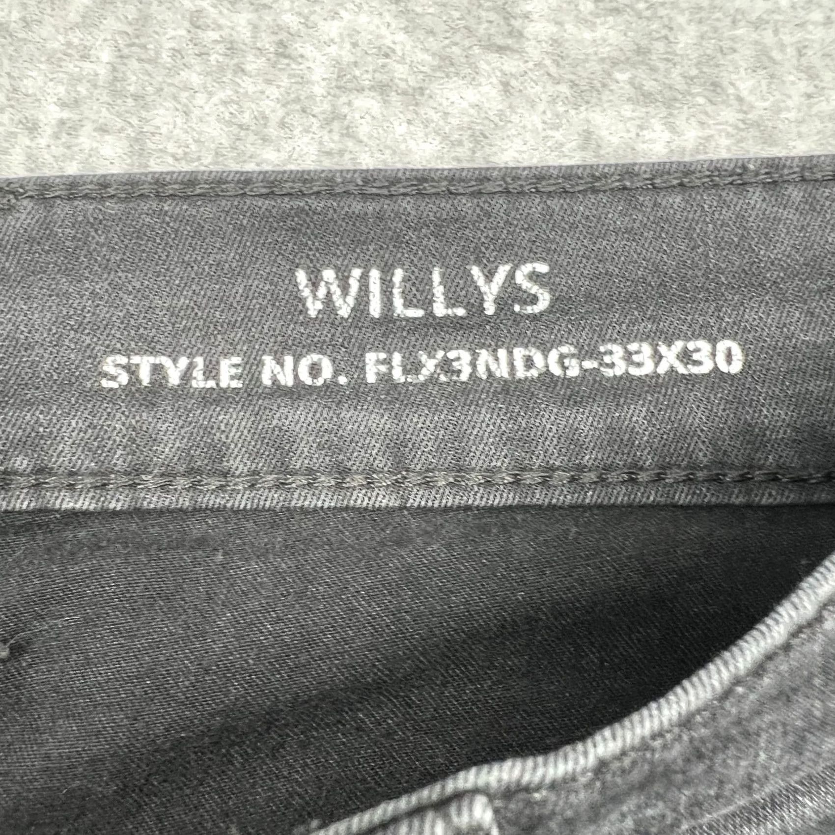 Denime Mugsy Willys Slim Fit Jeans Mens 33x30 Grey Cotton Stretch Denim Pants Size US 33 - 3 Thumbnail
