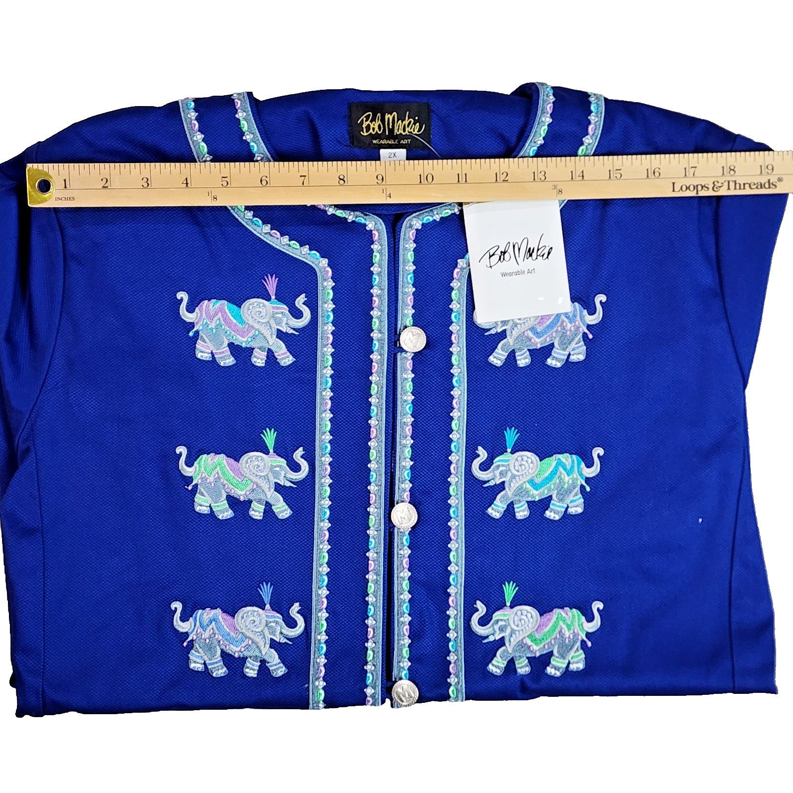 Bob Mackie Bob Mackie Elephant Embroidered Jacket Women 2X Royal Blue Size XL / US 12-14 / IT 48-50 - 4 Thumbnail