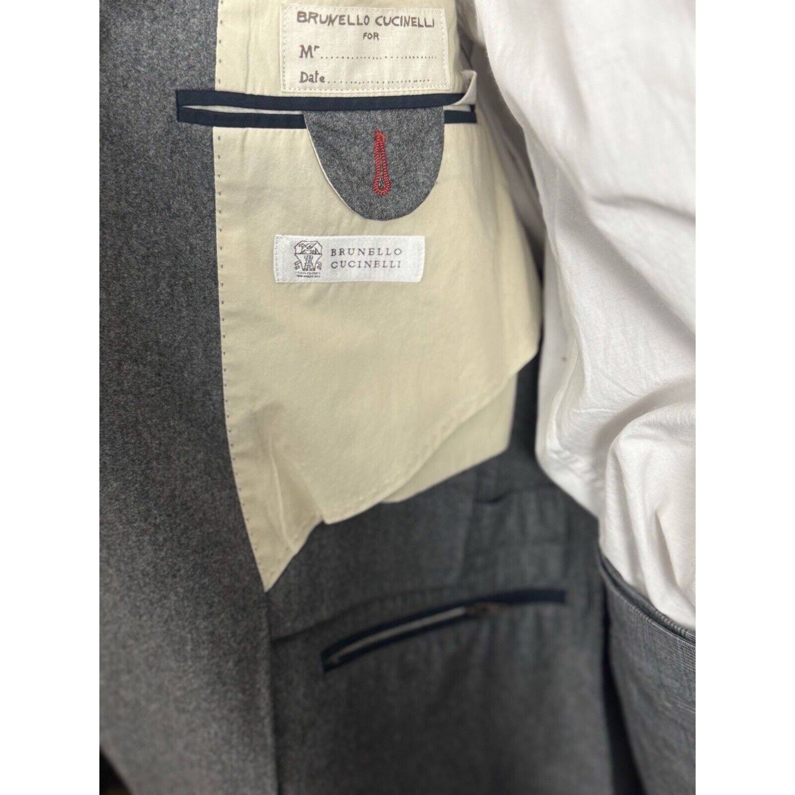 Brunello Cucinelli Brunello Cucinelli Gray Flannel Tweed Blazer 54/44 Size 44R - 5 Thumbnail
