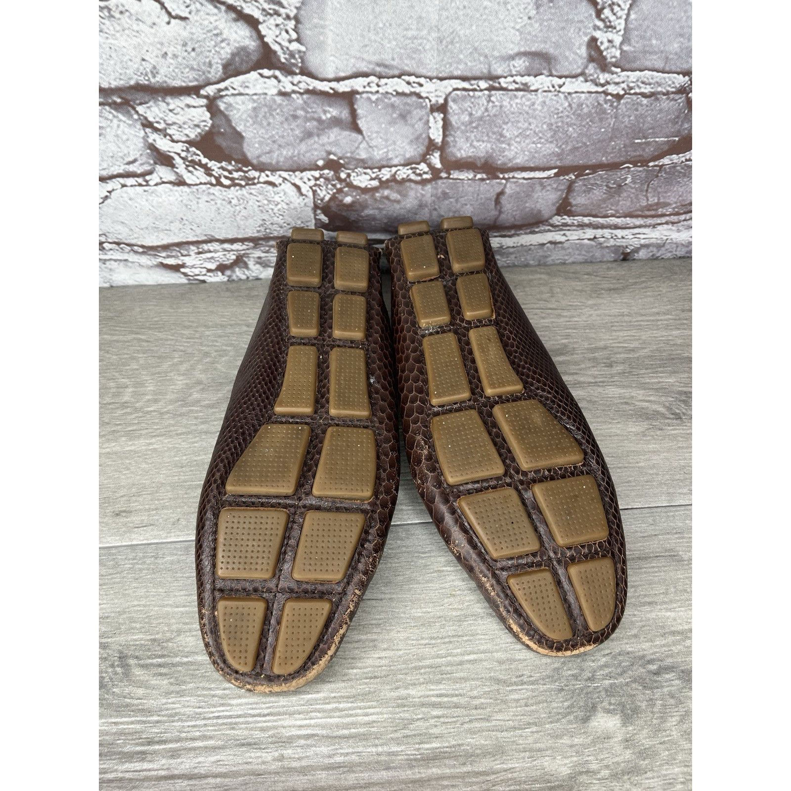 Cole Haan COLE HAAN Dark Mocha Brown Leather Python Print Shelby Flats Size US 7.5 / IT 37.5 - 10 Thumbnail