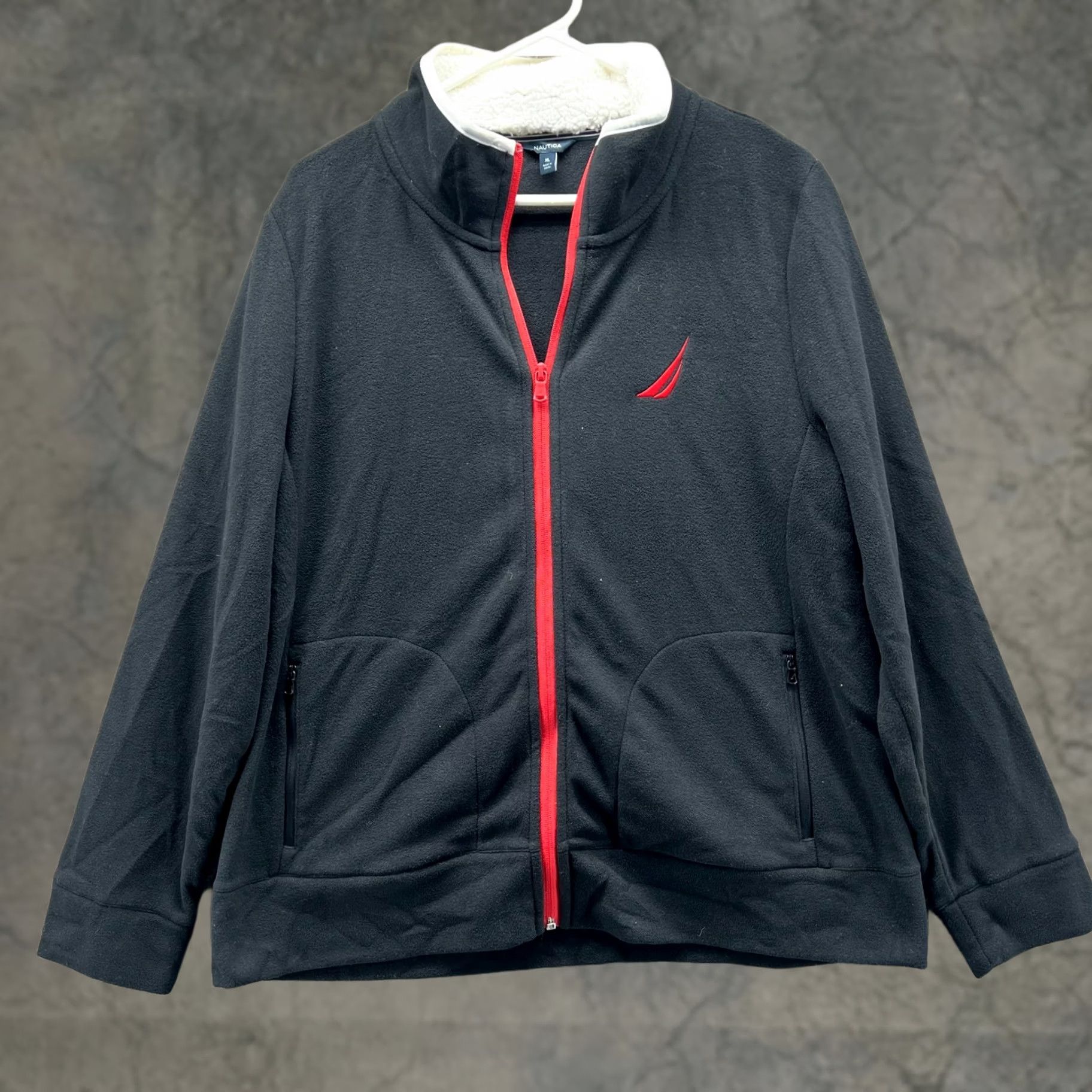 Nautica Nautica Jacket XL Black Full Zip Fleece Sherpa Collar Windbreaker Casual Mens Size US XL / EU 56 / 4 - 1 Thumbnail