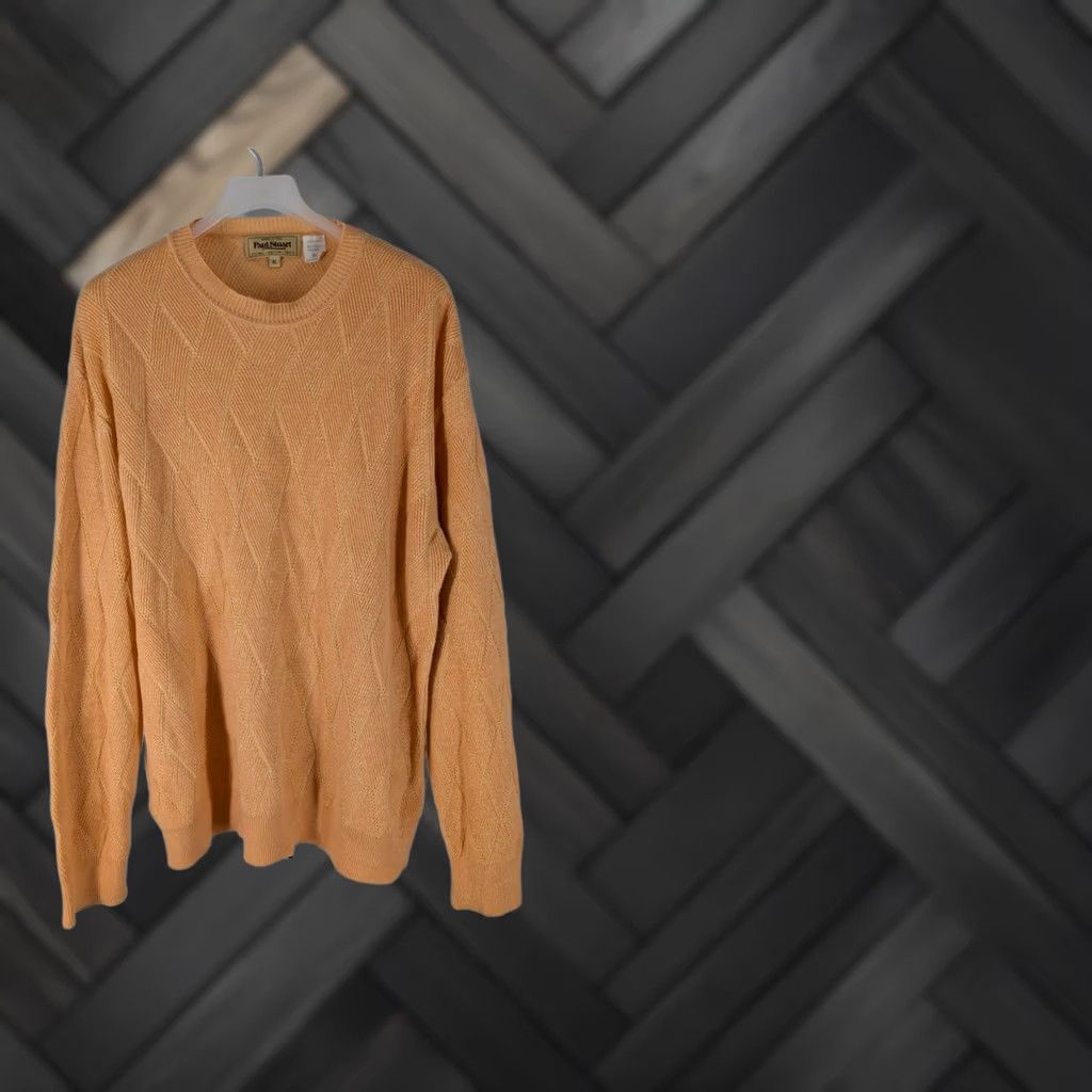 Paul Stuart VINTAGE Paul Stuart Argyle Geometric Italy Knit Peach Linen Cotton Sweater XL Men Size US XL / EU 56 / 4 - 1 Thumbnail
