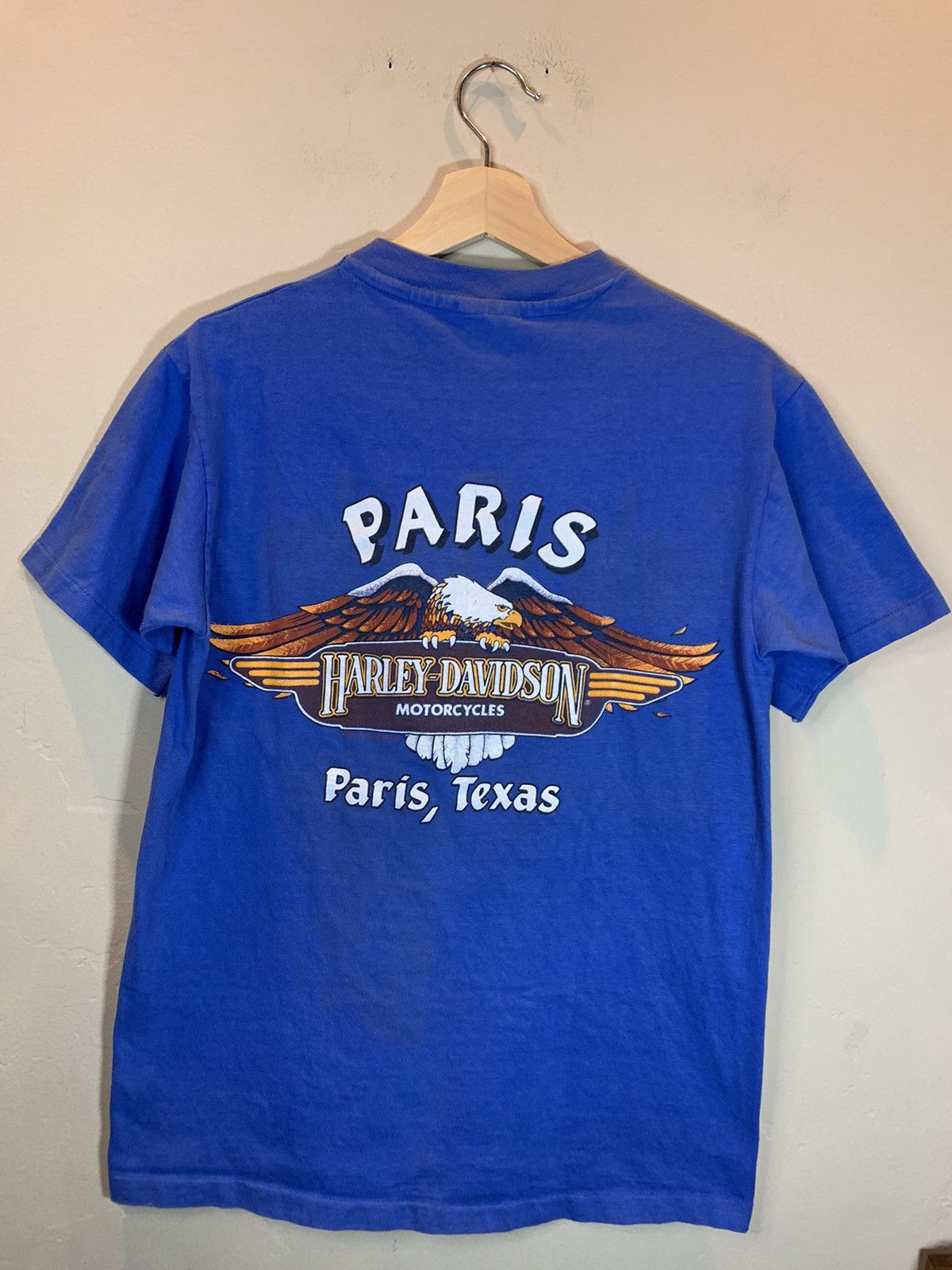 Harley Davidson × Vintage *RARE* Vintage 80s Harley Davidson Paris Texas Biker T-Shirt Size US M / EU 48-50 / 2 - 2 Thumbnail