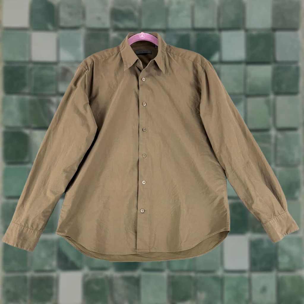 John Varvatos John Varvatos Button-Down Shirt Men M Brown Olive Made in Italy Long Sleeve Size US M / EU 48-50 / 2 - 1 Thumbnail