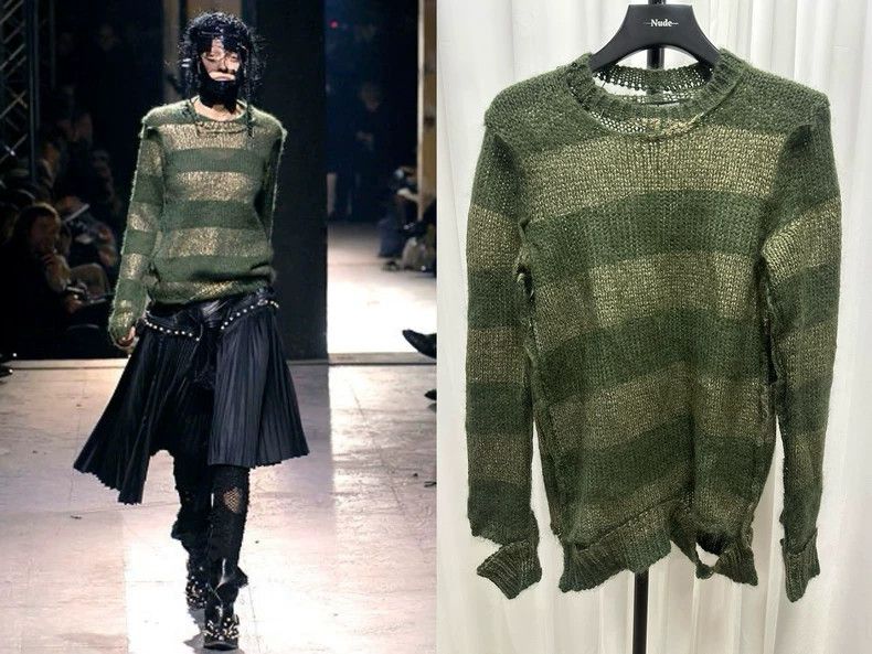 Junya Watanabe Distressed Safety Pin Sweater - dmc