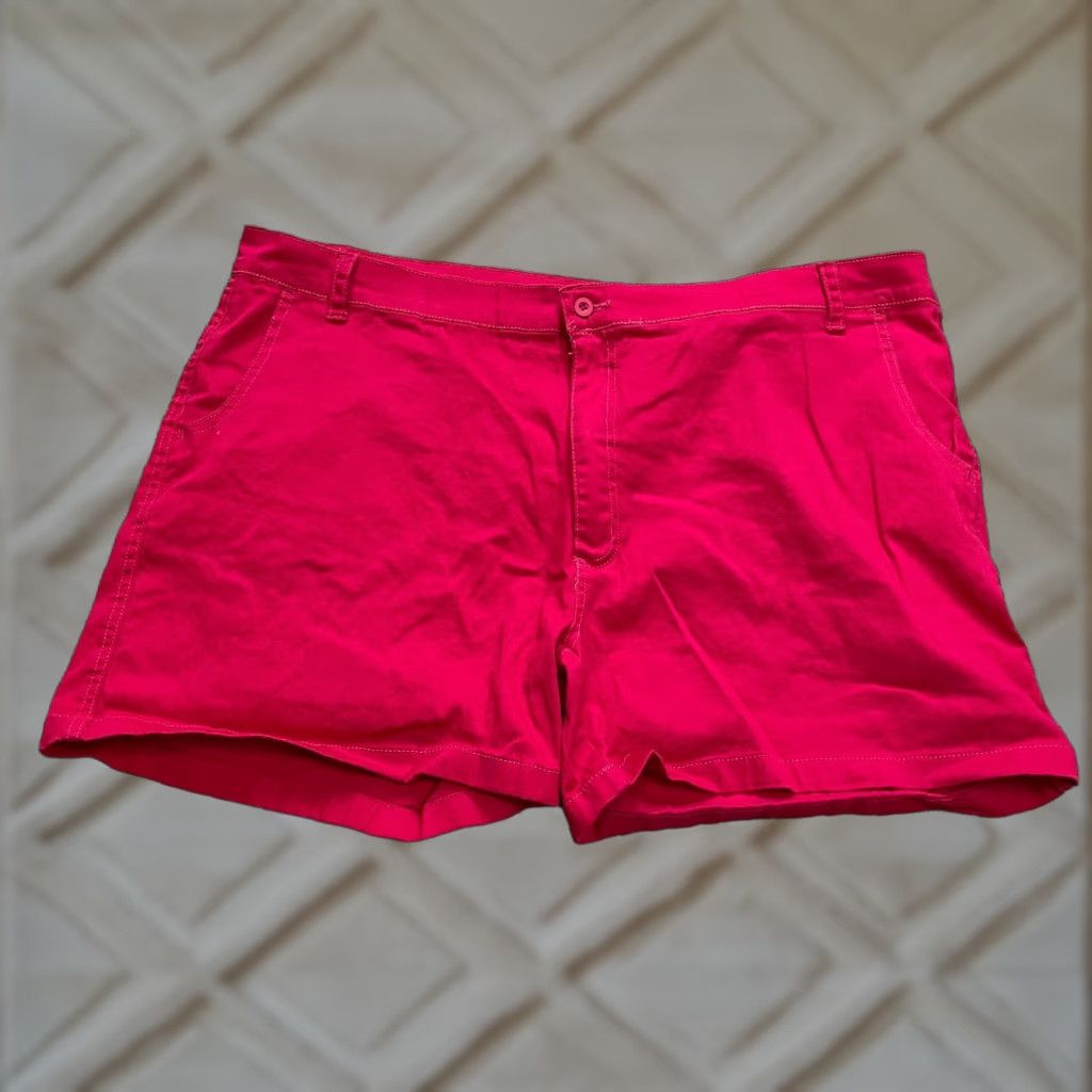 Vintage Chams Chino Shorts Bermuda 5" Inseam Womens 26 Pink Cotton Twill Button Solid Everyday Casual Ladies Cotton Blend Size 32" / US 10 / IT 46 - 1 Thumbnail