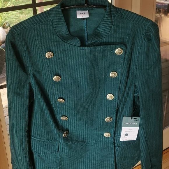 Vintage CAbi Lennon Jacket Legion Teal Green Corduroy Military Style Size M / US 6-8 / IT 42-44 - 3 Thumbnail