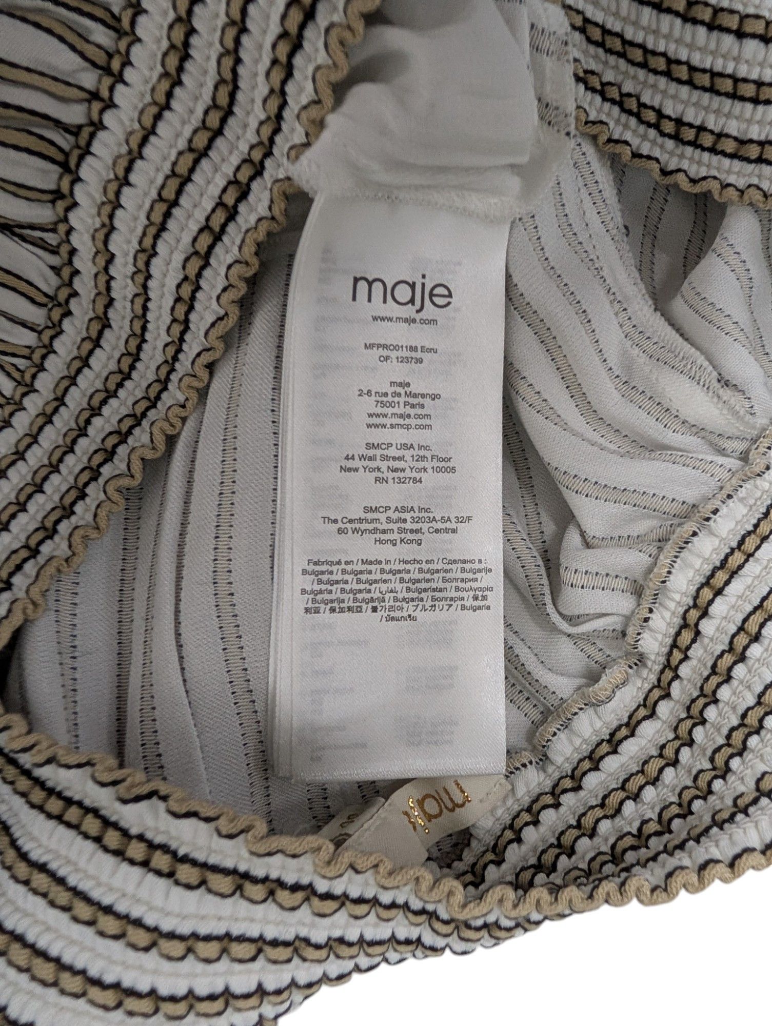 Maje Striped One-Piece Ruffled Asymmetric Dress Size XS / US 0-2 / IT 36-38 - 4 Thumbnail