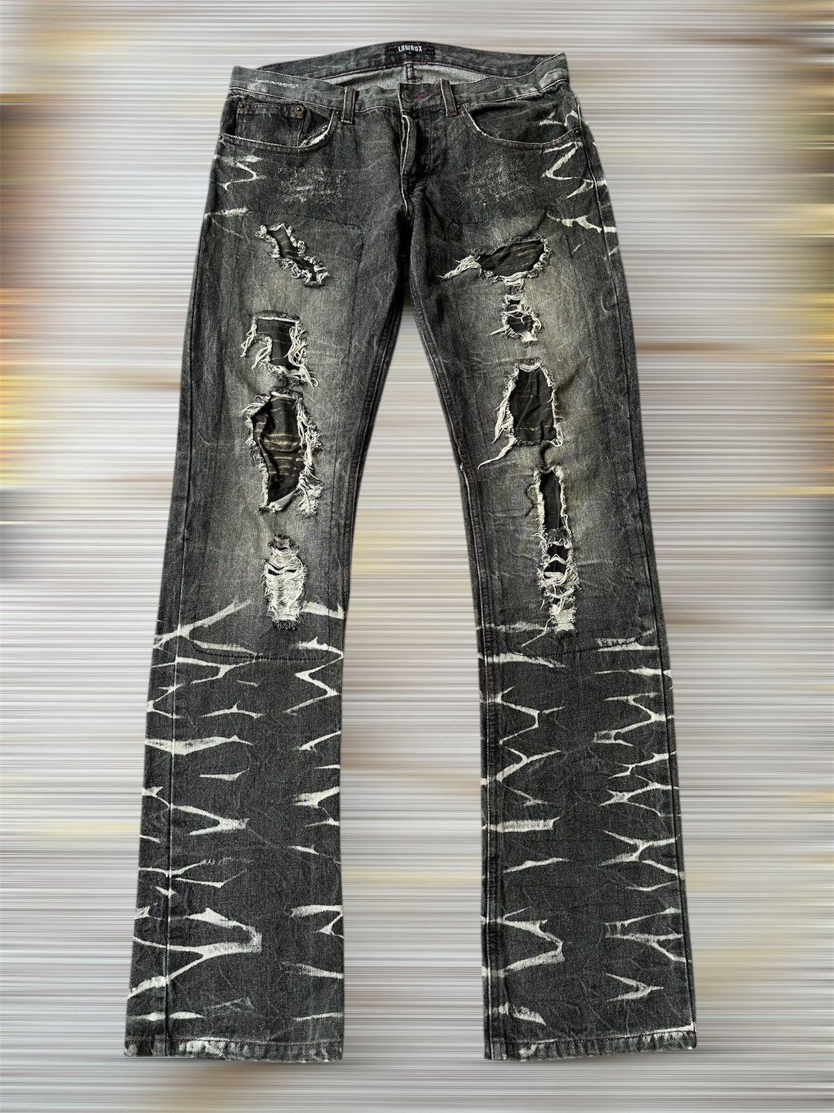 Tornado Mart LOWBOX Claw Marks Distressed Design Denim Size US 33 - 1 Thumbnail