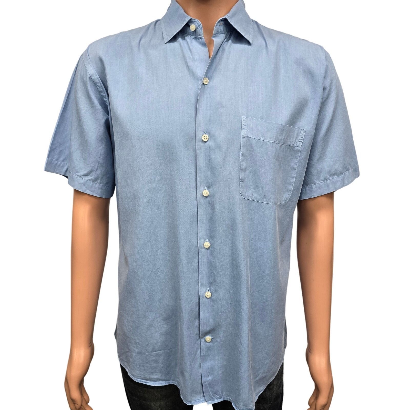 Peter Millar PETER MILLAR Seaside Washed Solid Sport Shirt Silk Cotton SS Size US L / EU 52-54 / 3 - 3 Thumbnail