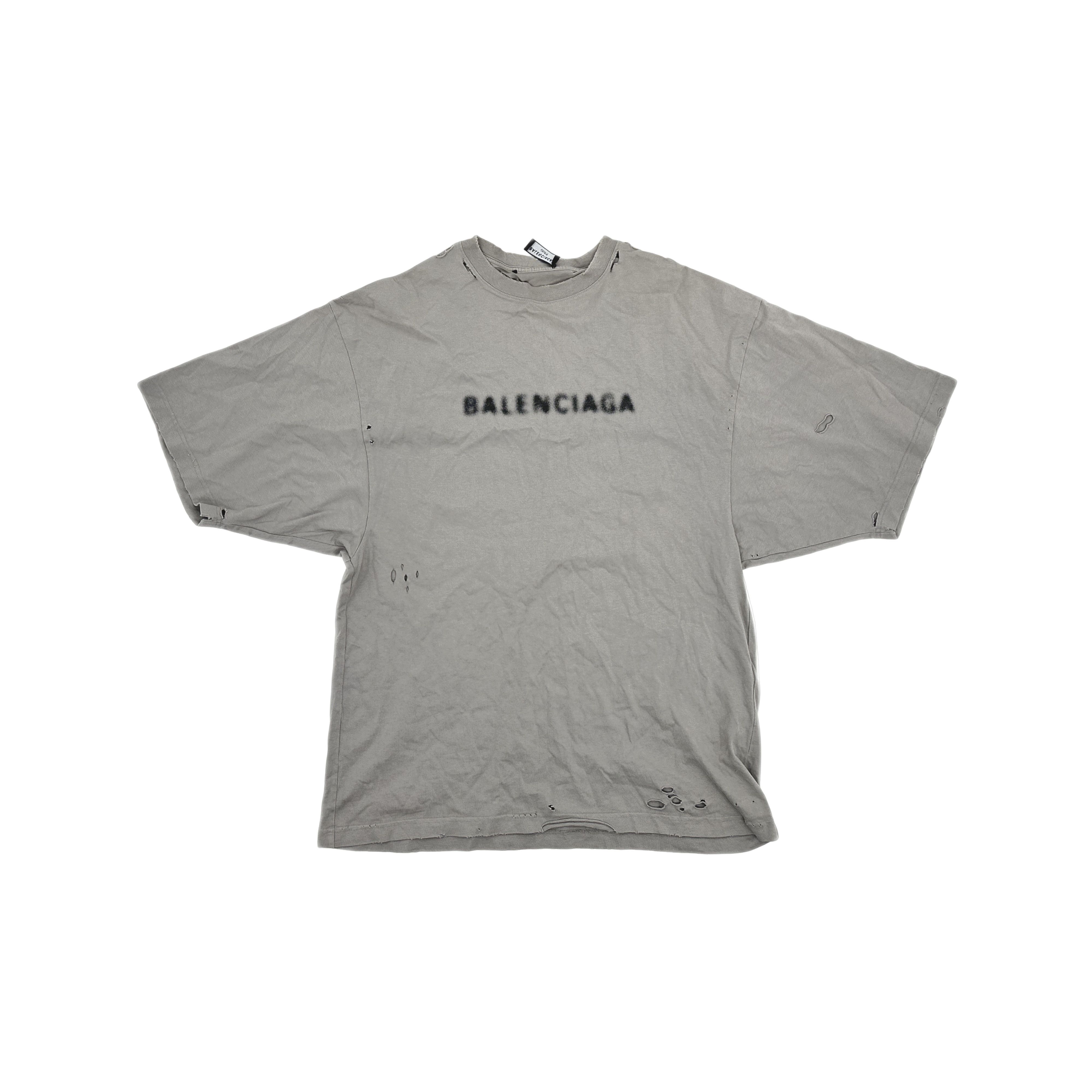 Balenciaga Balenciaga Distressed Logo T-Shirt XXS Size US XXS / EU 40 - 1 Thumbnail