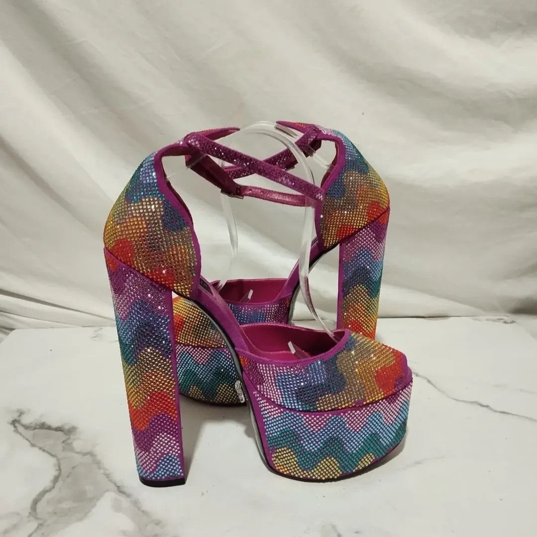 Philipp Plein Philipp Plein 120mm Cryst-Embelished Waves Rainbow Platform Size US 9 / IT 39 - 4 Thumbnail