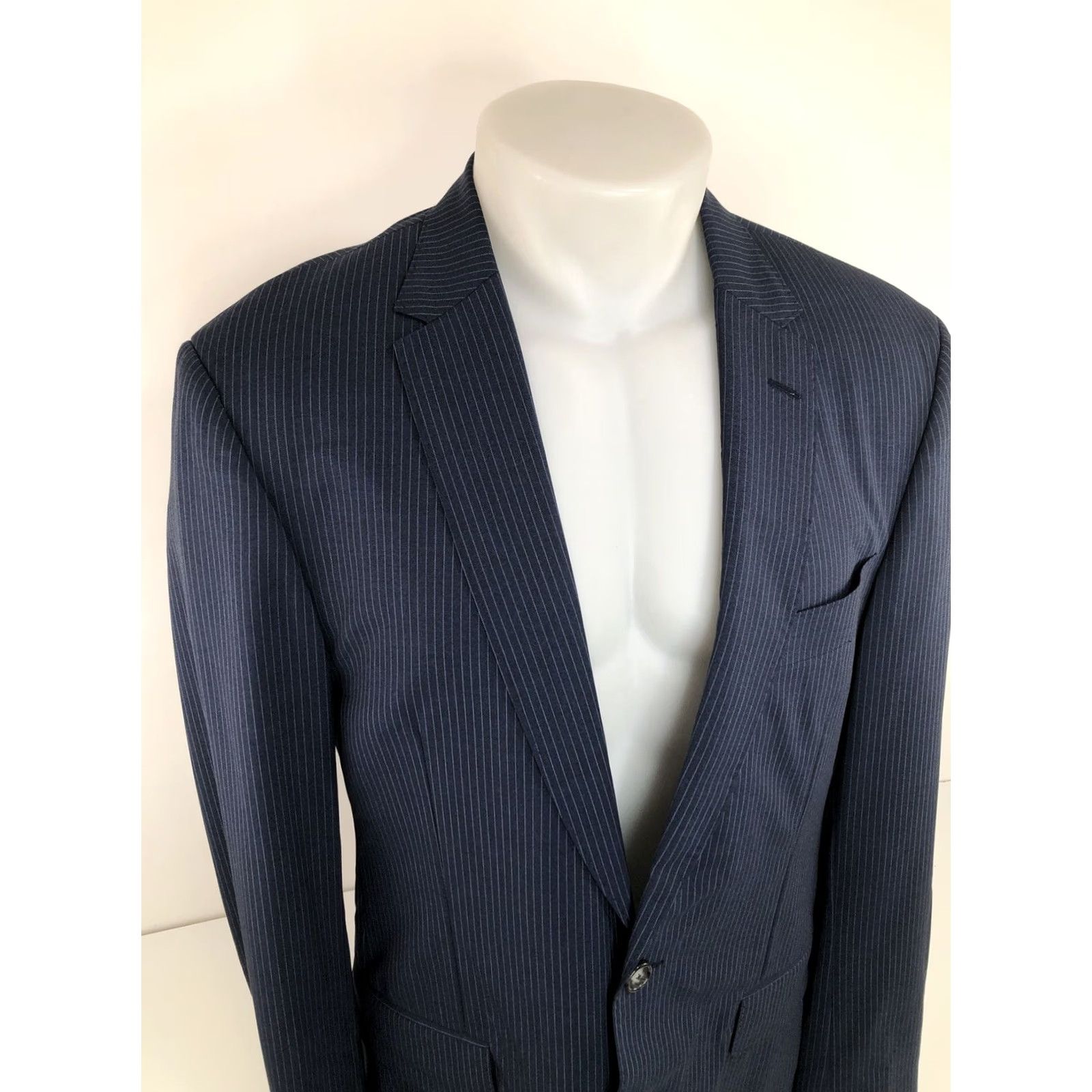 NBA Elevee Deron Williams NBA Pinstripe Blazer Jacket 40L Mens Blue Gray XL? hmm Size 40R - 3 Thumbnail