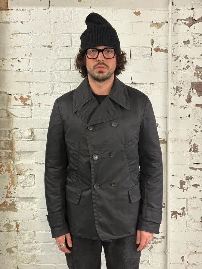 Gucci 2000s Gucci Black Waxed Buttoned Peacoat Jacket Size US M / EU 48-50 / 2 - 2 Thumbnail