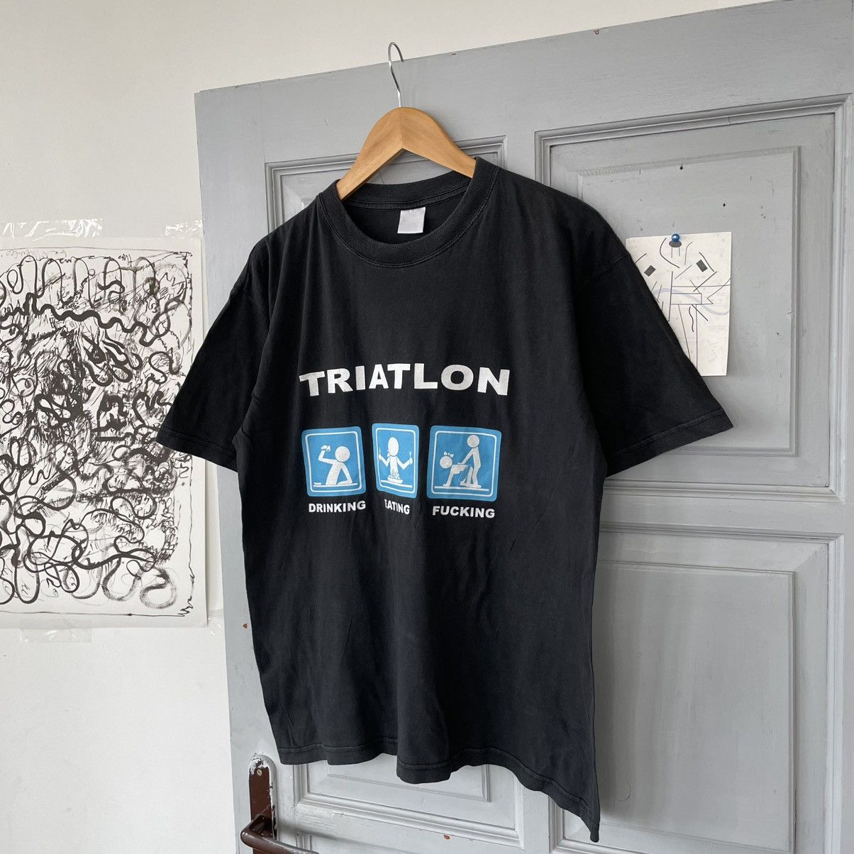 Vintage Vintage Streetwear 90’s Thriatlon Drinking Eating T-shirt Size US XL / EU 56 / 4 - 3 Thumbnail
