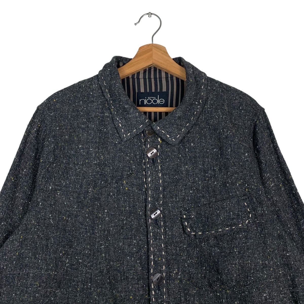 Japanese Brand NICOLE BOUTIQUE Wool Button Jacket #0015-C1 Size US L / EU 52-54 / 3 - 3 Thumbnail