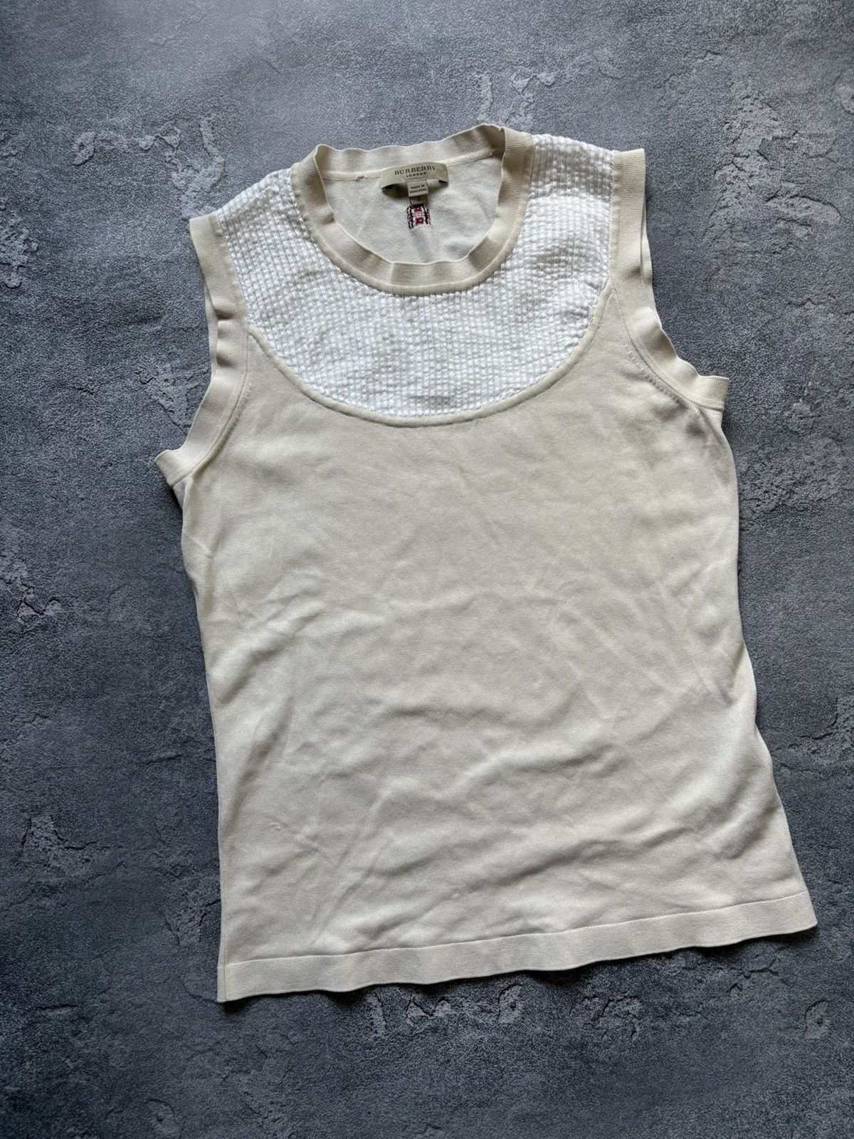 Burberry Vintage Burberry Luxury Beige Cotton Silk Women’s Tank Top Size S / US 4 / IT 40 - 2 Thumbnail