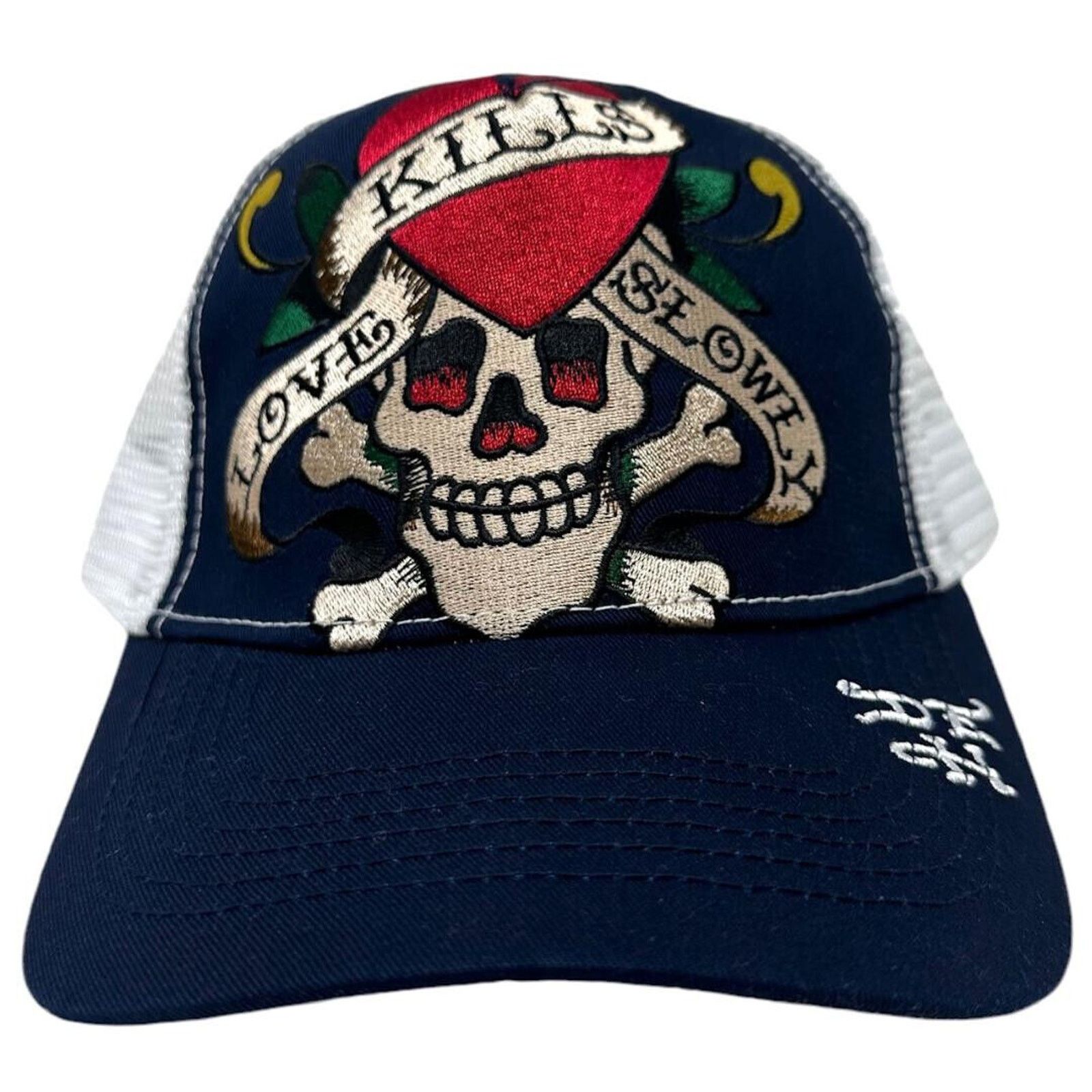 Ed Hardy Ed Hardy Trucker Hat Embroidered Heart Skull Snapback Cap Size ONE SIZE - 1 Thumbnail