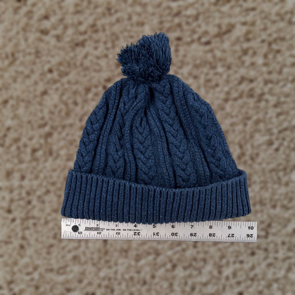 Vintage Womens Beanie Toque Blue Cable Knit Acrylic Polyester Blend One Size Knit Hat Ski Pom Beanie Womens Accessories Casual Outdoor Swirl 90s Size ONE SIZE - 1 Thumbnail