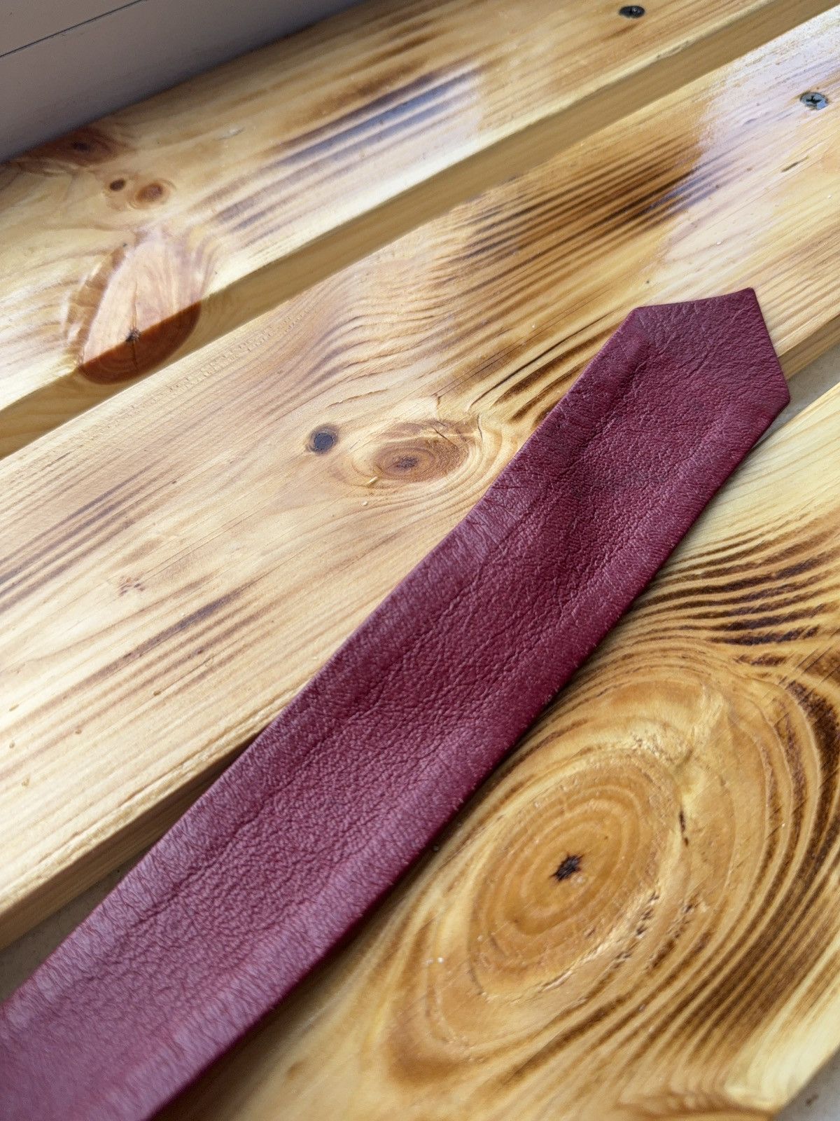 Japanese Brand Retro Vintage Burgundy Leather Tie 90s Western Biker Style Size ONE SIZE - 9 Thumbnail