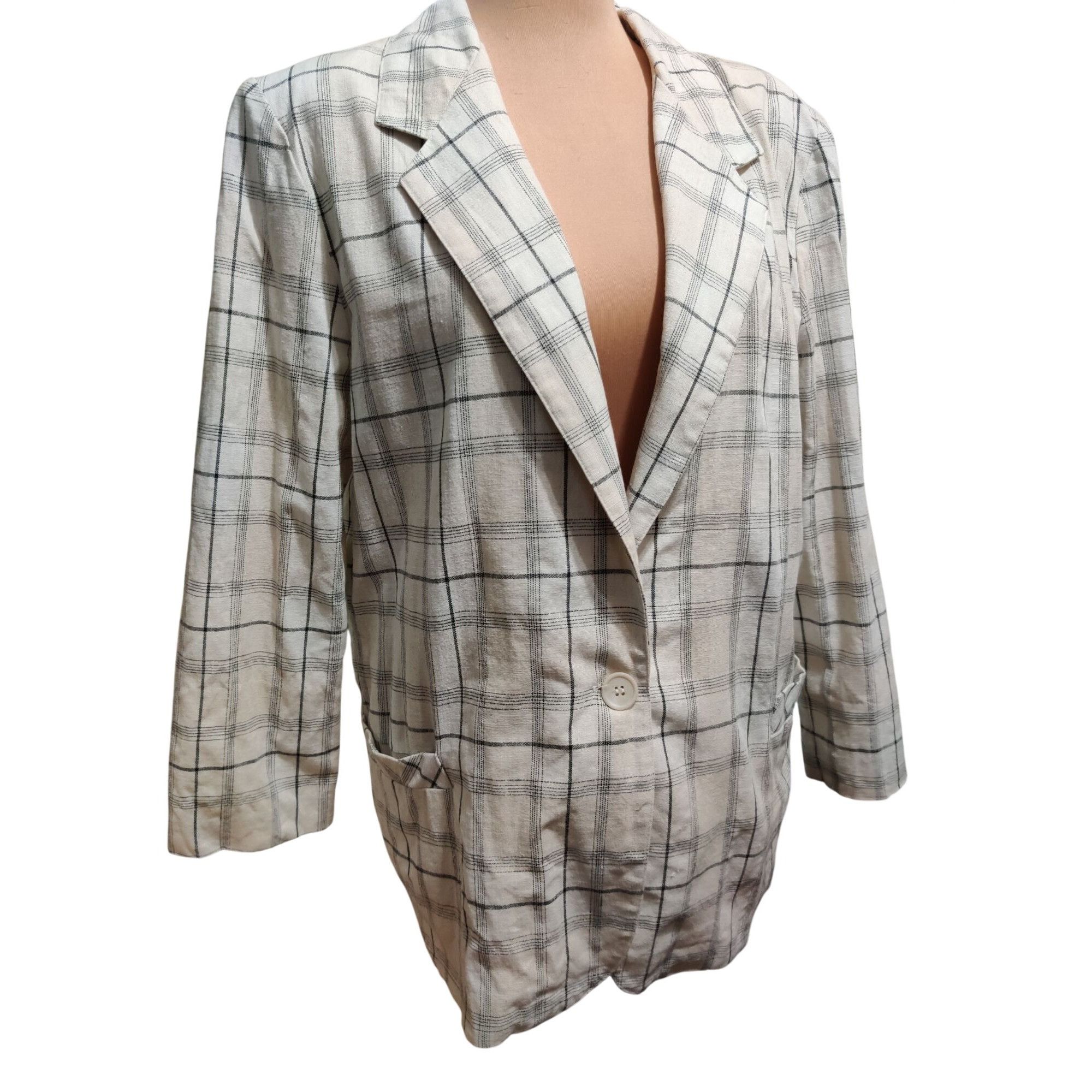 Vintage Vintage Plaid Blazer Size 14 Linen Cotton USA Union Made Jac Size XL / US 12-14 / IT 48-50 - 9 Thumbnail
