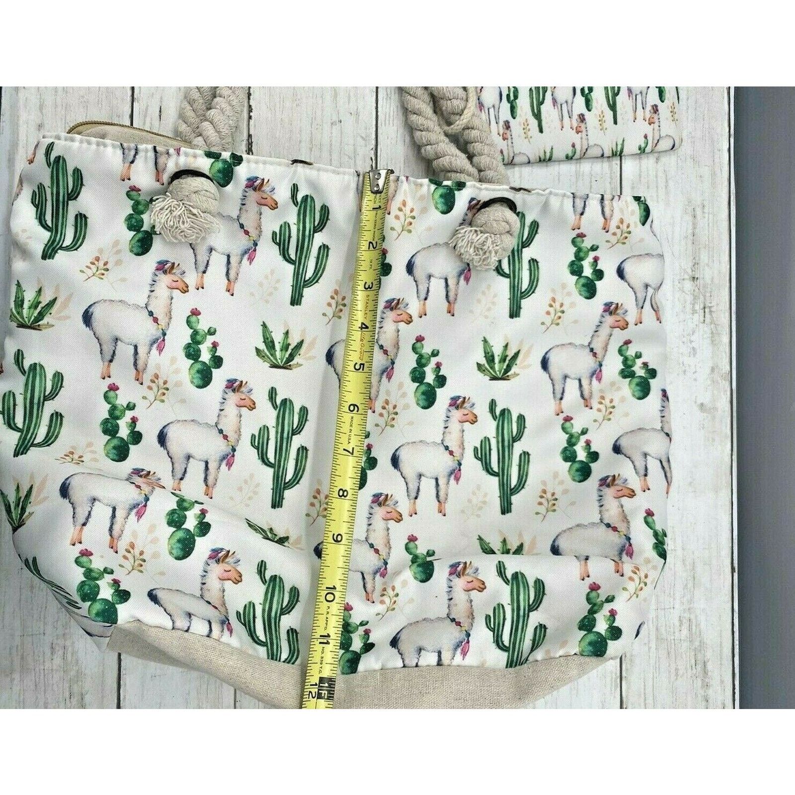 The Unbranded Brand Llama Cactus Beach Shoulder Tote Bag travel Shopping Purse Size ONE SIZE - 6 Thumbnail