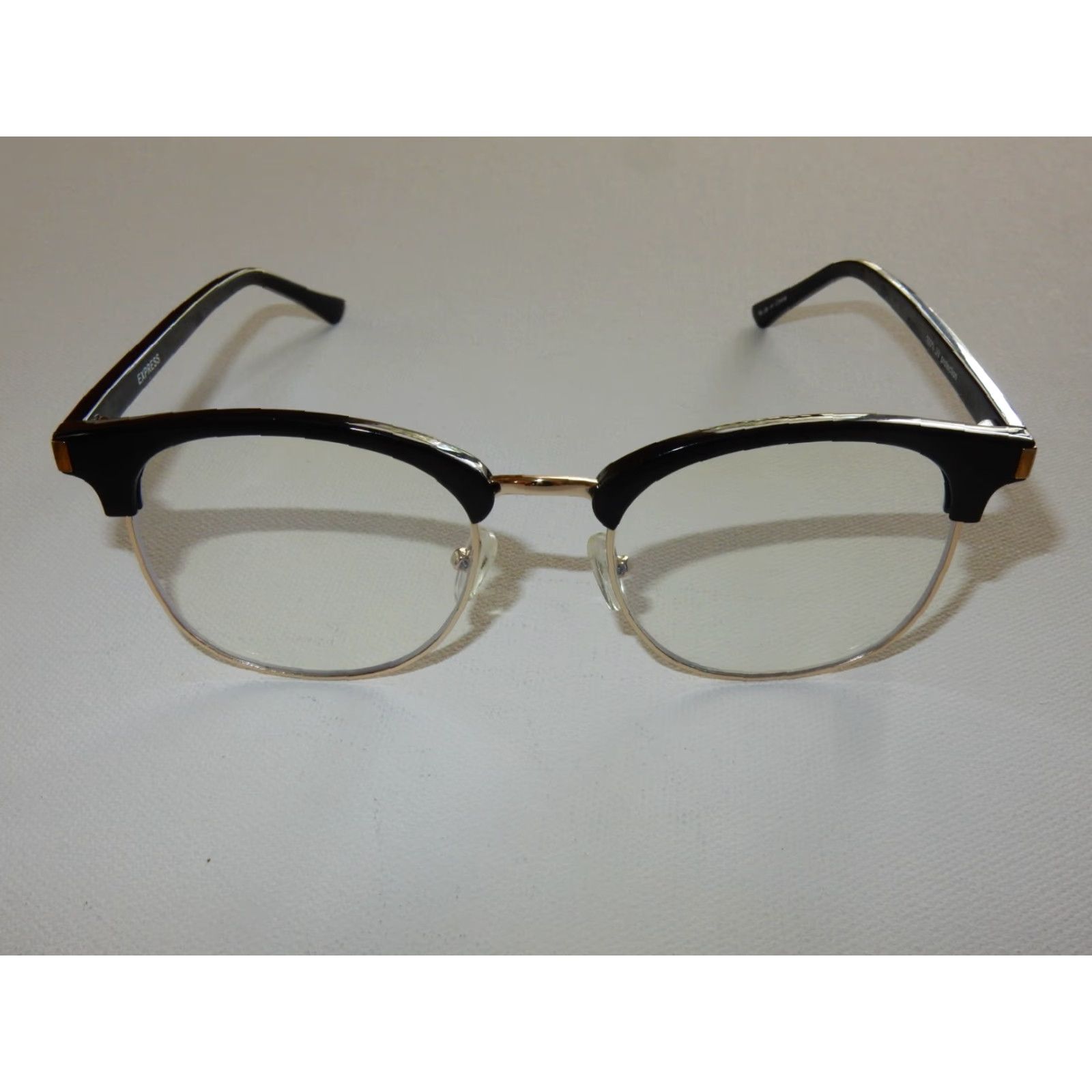 Express Express Unisex Adults Sunglasses Black Gold Clear 90s Accessories Size ONE SIZE - 2 Thumbnail