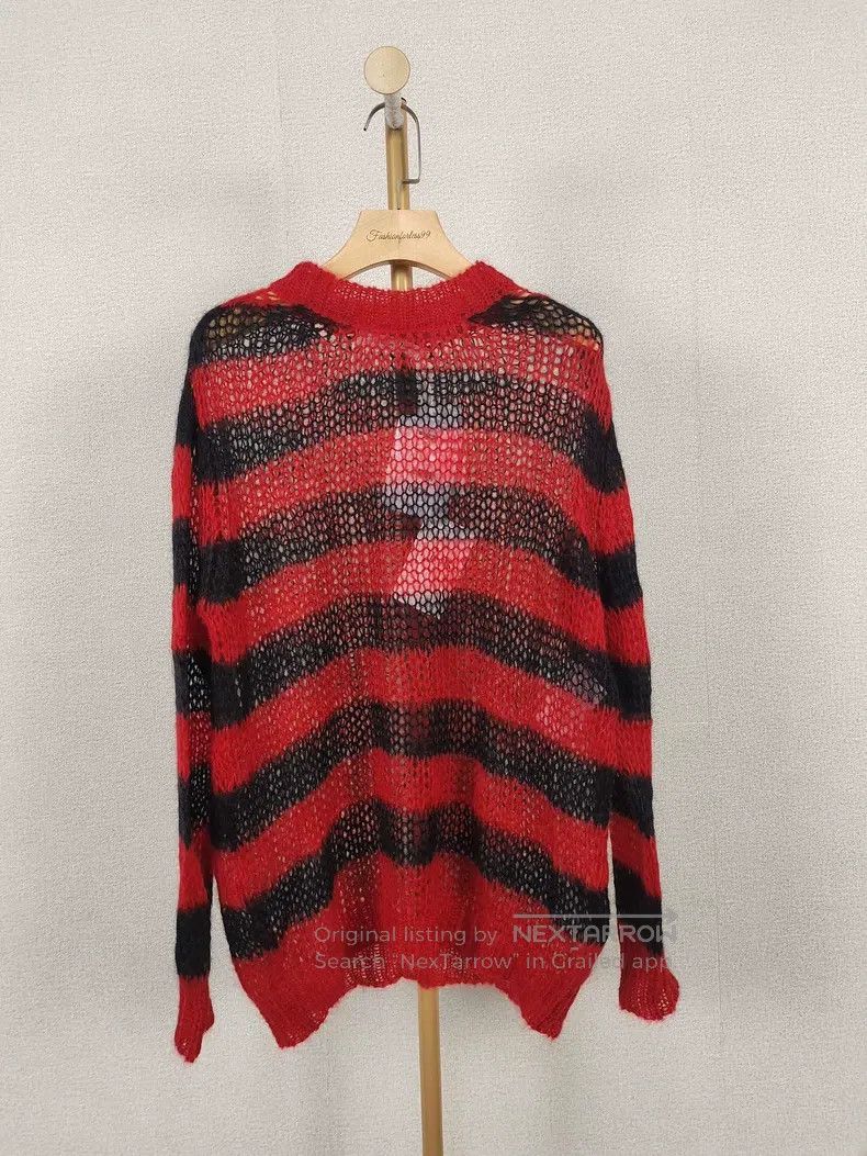 Dior Dior Red and black striped round-neck hollow mesh knitted Size XS / US 0-2 / IT 36-38 - 1 Thumbnail