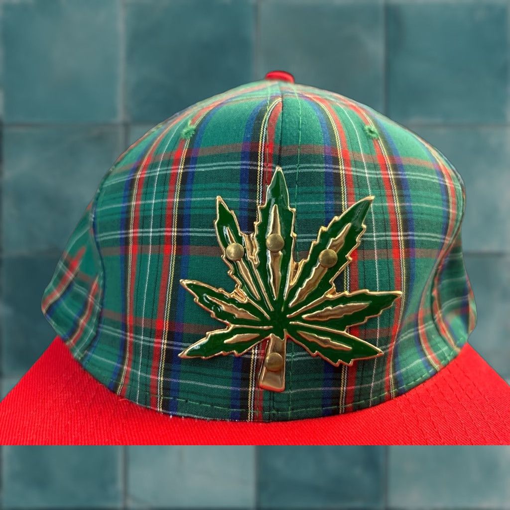 Vintage VINTAGE KC Hat One Size OSFA Green 90s Weed Snapback Plaid Tartan Green Red Bill Men Womens Boys Girls NWOT Deadstock Size ONE SIZE - 1 Thumbnail