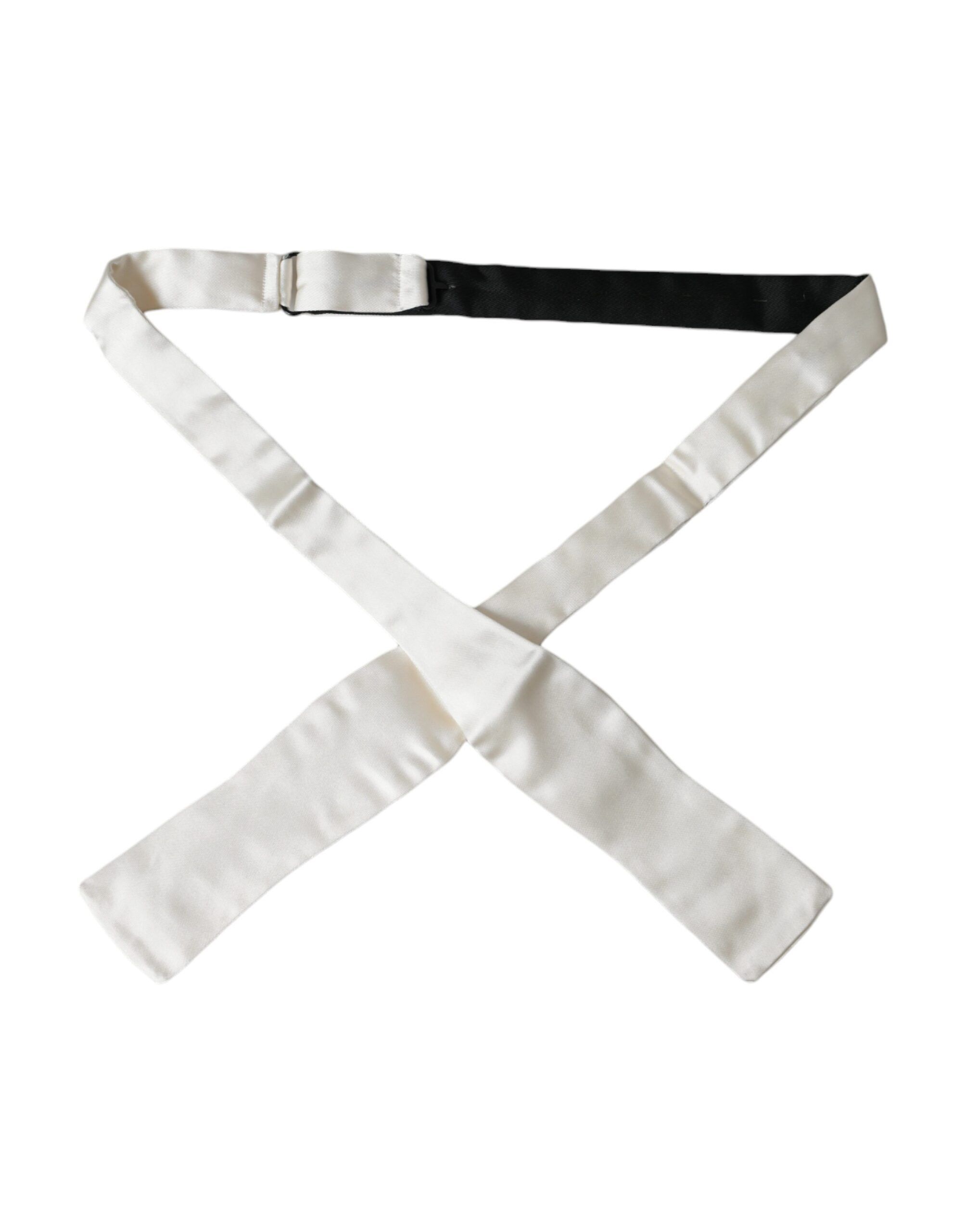 Dolce & Gabbana White Silk Slim Skinny NeckMen's Men Bow Men's Tie Size ONE SIZE - 1 Thumbnail