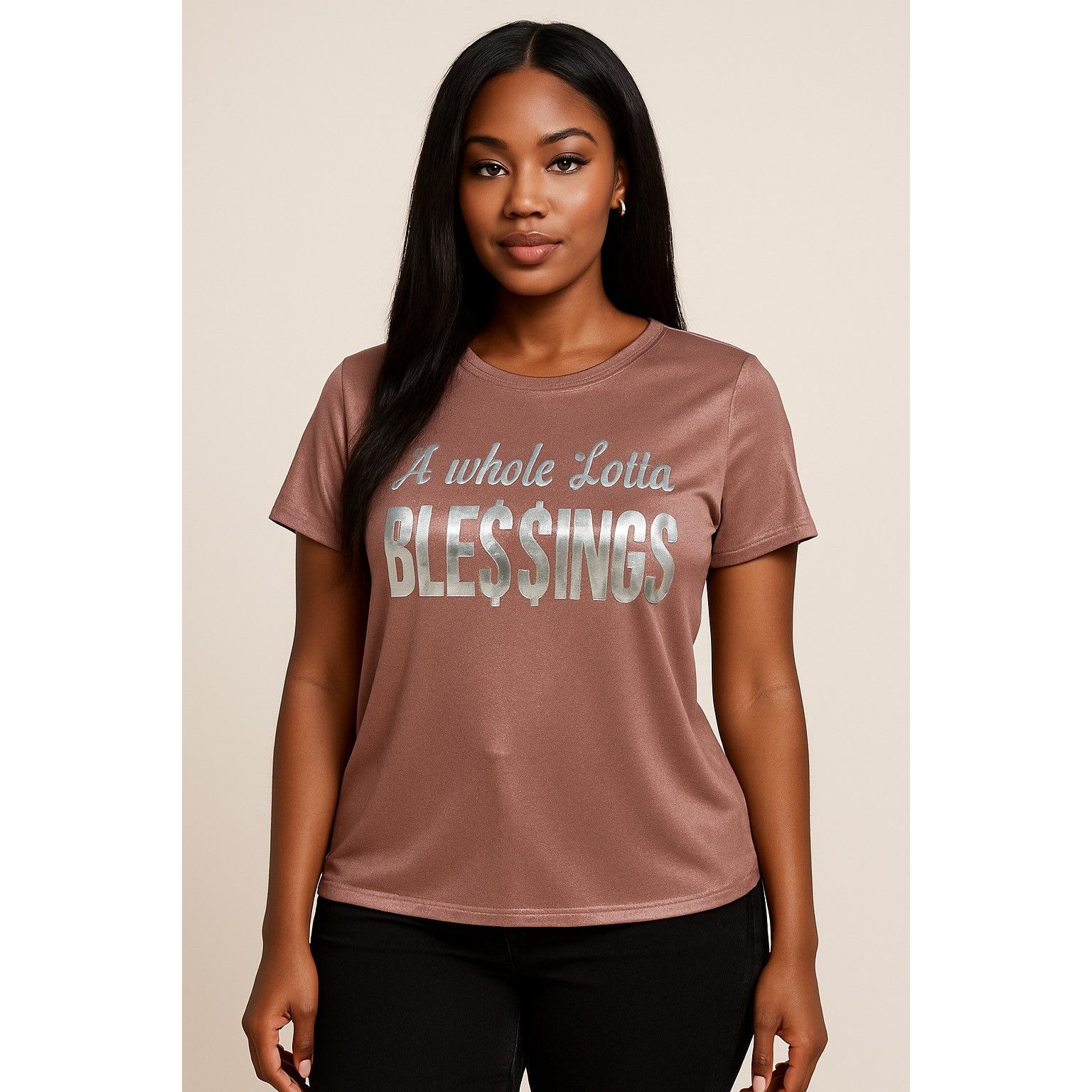 Other NWT Metallic Shimmer Tee A WHOLE LOTTA BLE$$INGS Dusty Rose Size XL / US 12-14 / IT 48-50 - 1 Thumbnail